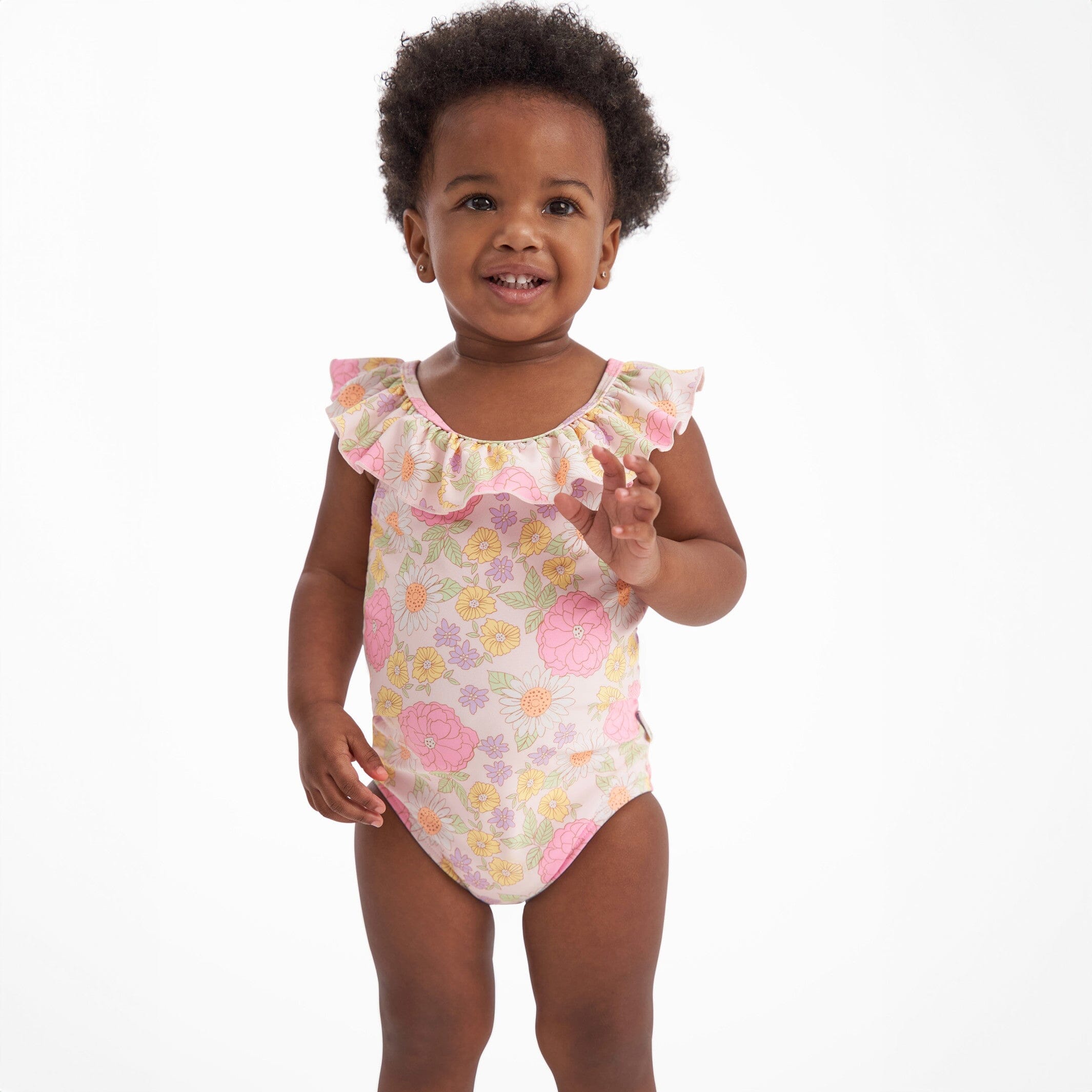 Baby Girls UPF 50+ Retro Floral One-Piece Swimsuit