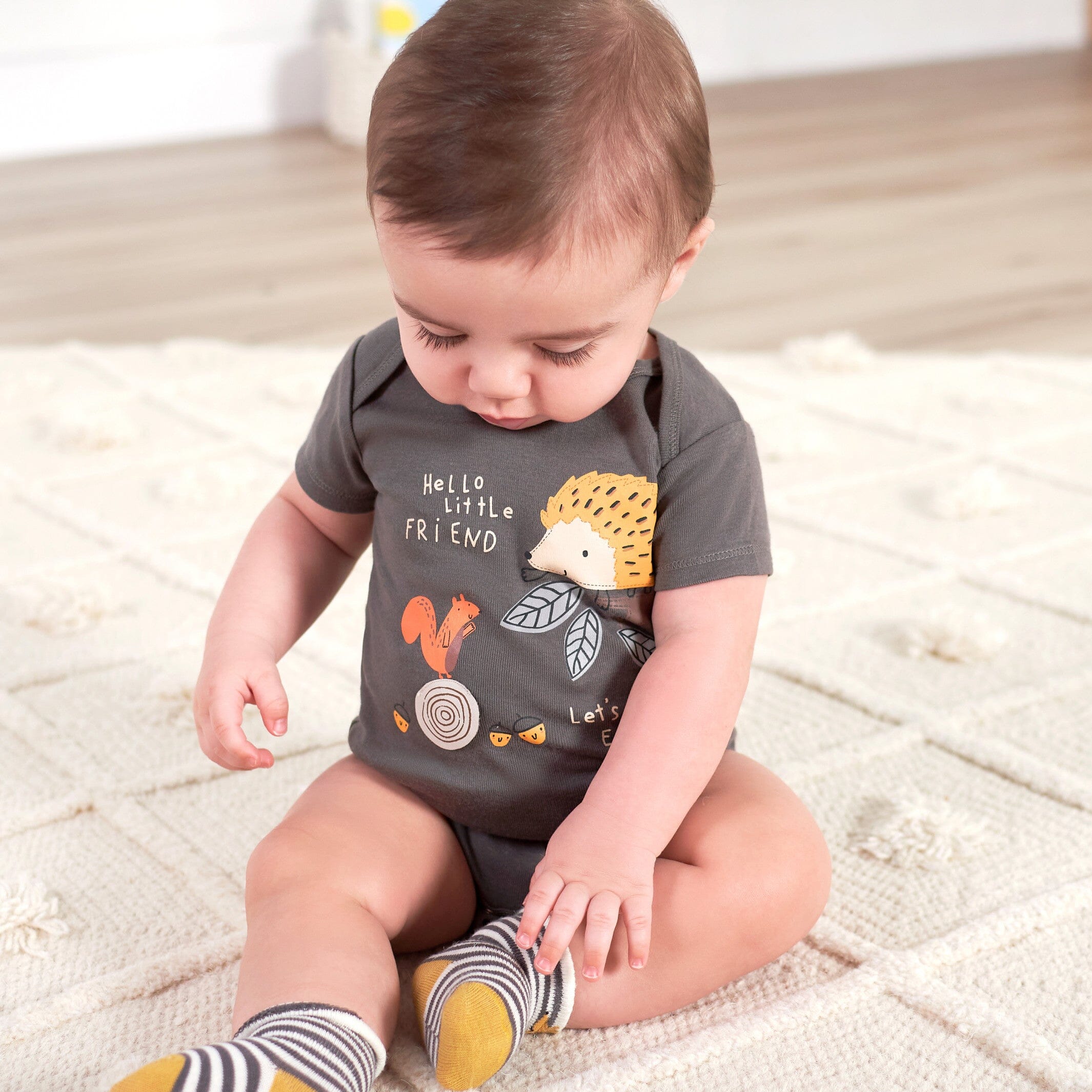 10-Piece Baby Boys Hedgehog Onesies Bodysuits, Pants, and Caps Set