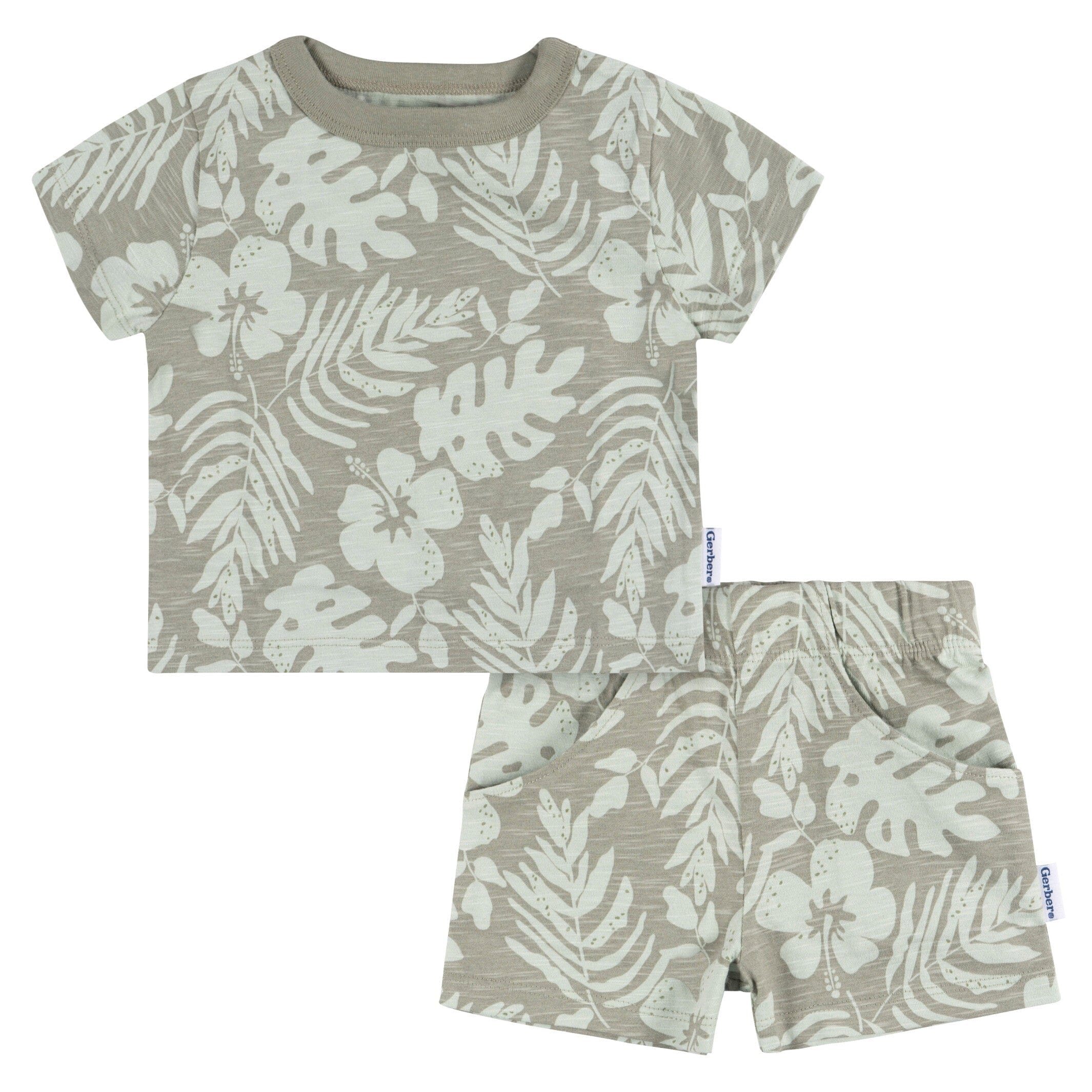 2-Piece Baby and Toddler Boys Tropical Leaves T-Shirt and Shorts Set