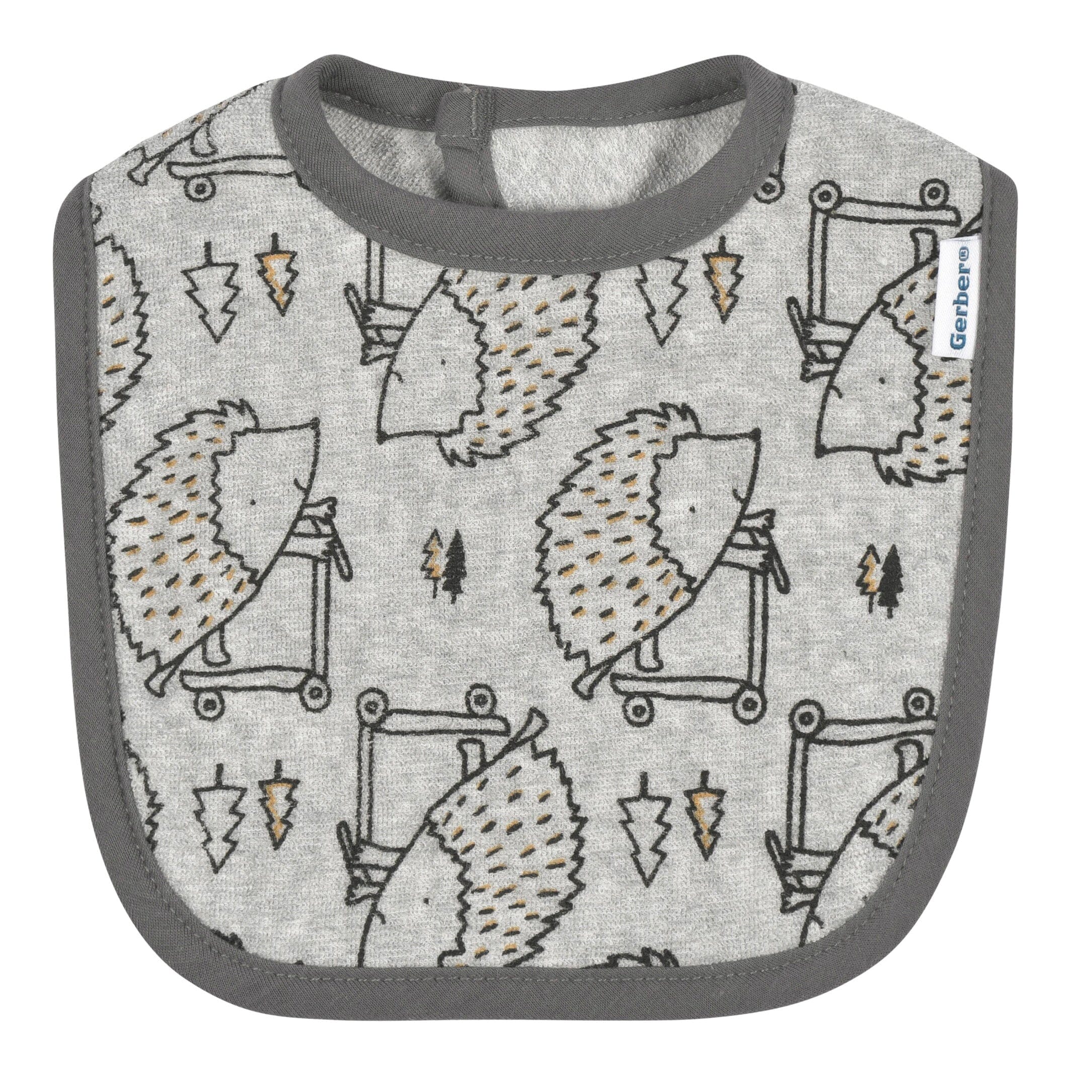 4-Pack Baby Boys Hedgehog Dribbler Bibs