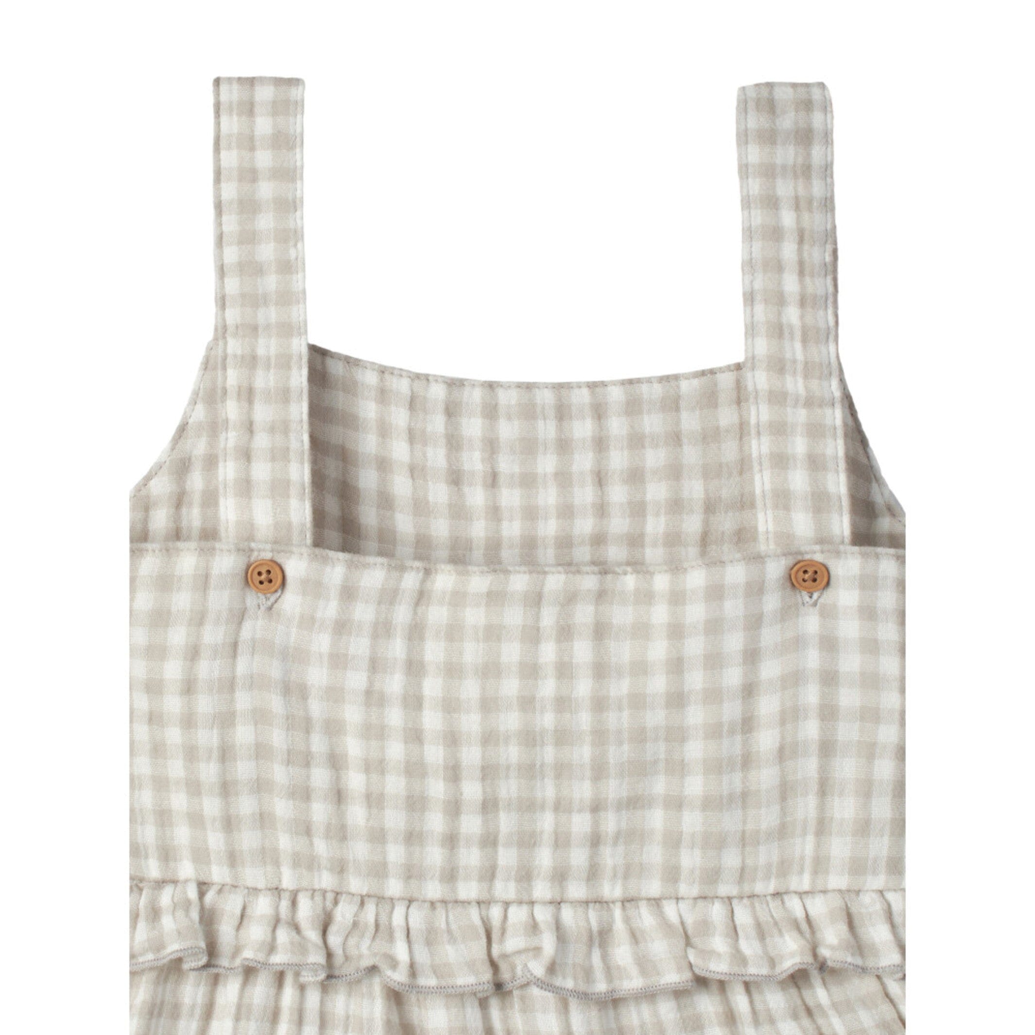 Infant & Toddler Girls Khaki Gingham Tiered Dress