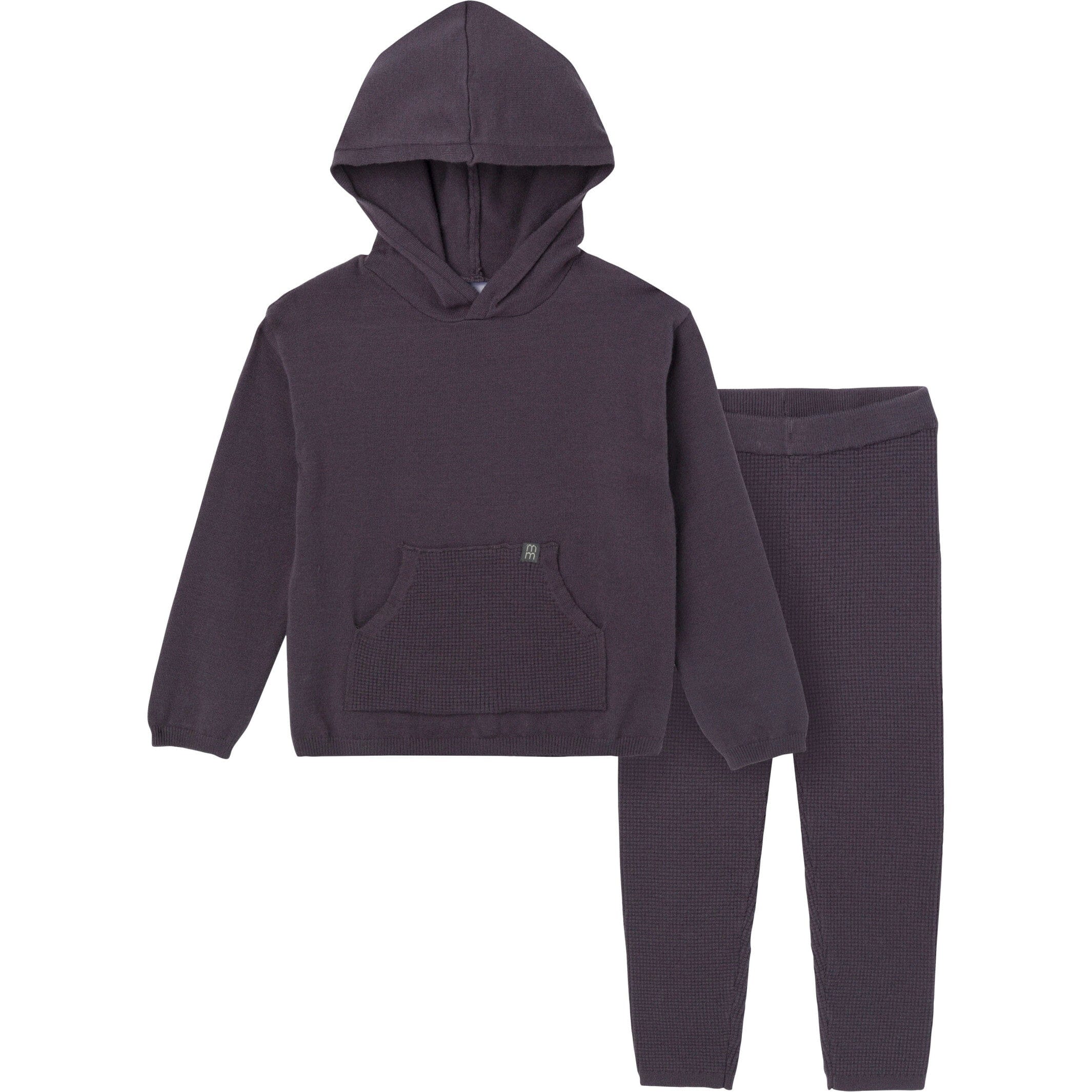 Mommy & Me 2-Piece Dark Grey Hooded Waffle Top & Legging Bundle