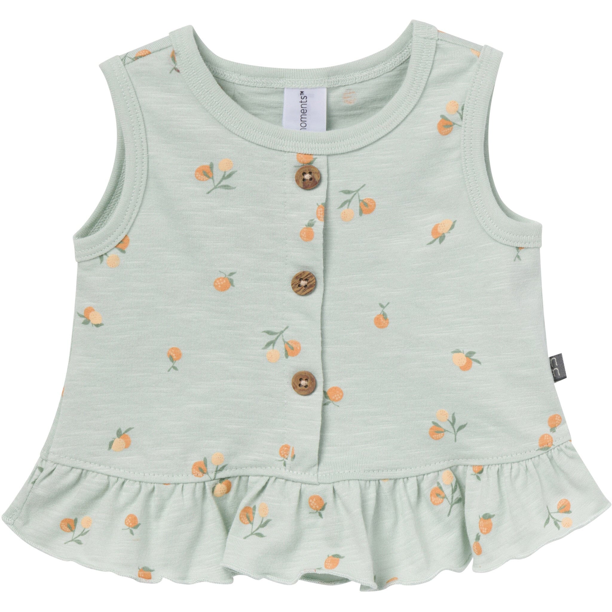 4-Piece Baby Girls Light Sky Oranges Sleeveless Peplum Tops and Shorts Set