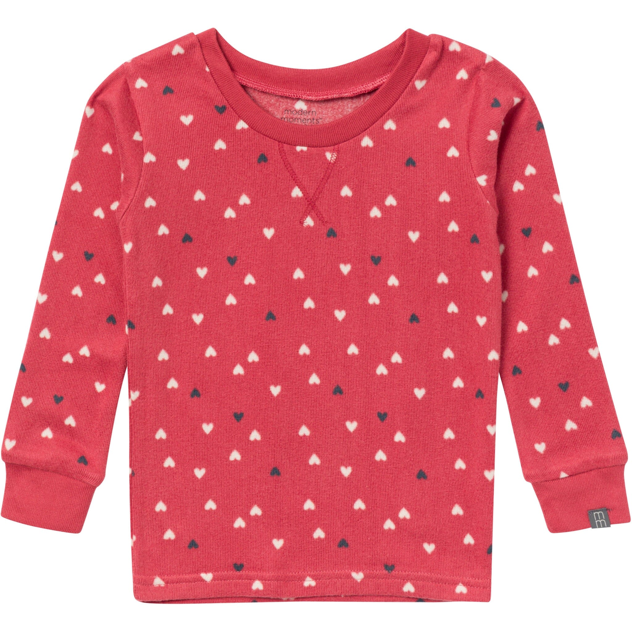 2-Piece Infant and Toddler Neutral Red Hearts Tight Fitting Pajamas Set