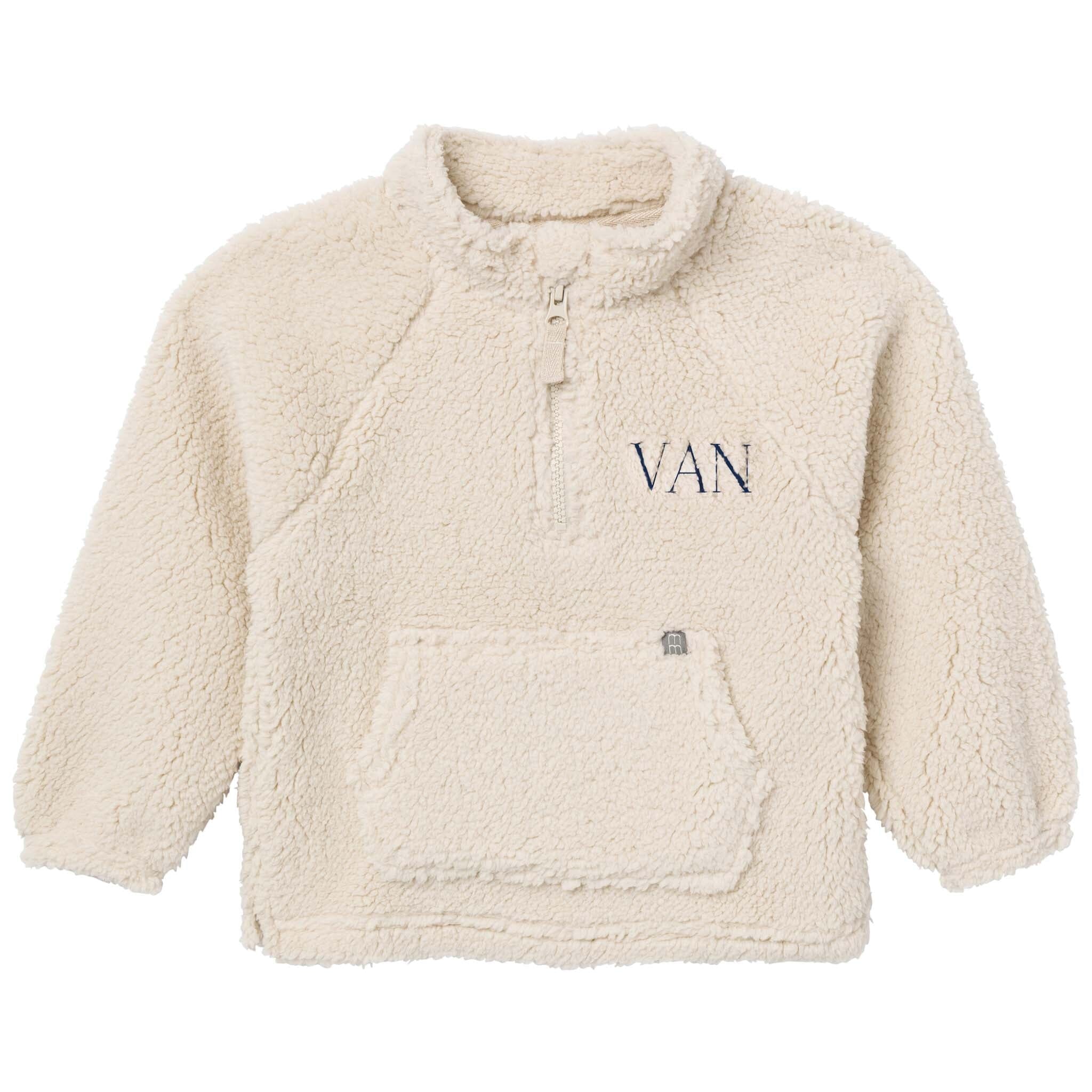 Embroidered Infant & Toddler Boys Light Beige Half-Zip Pullover