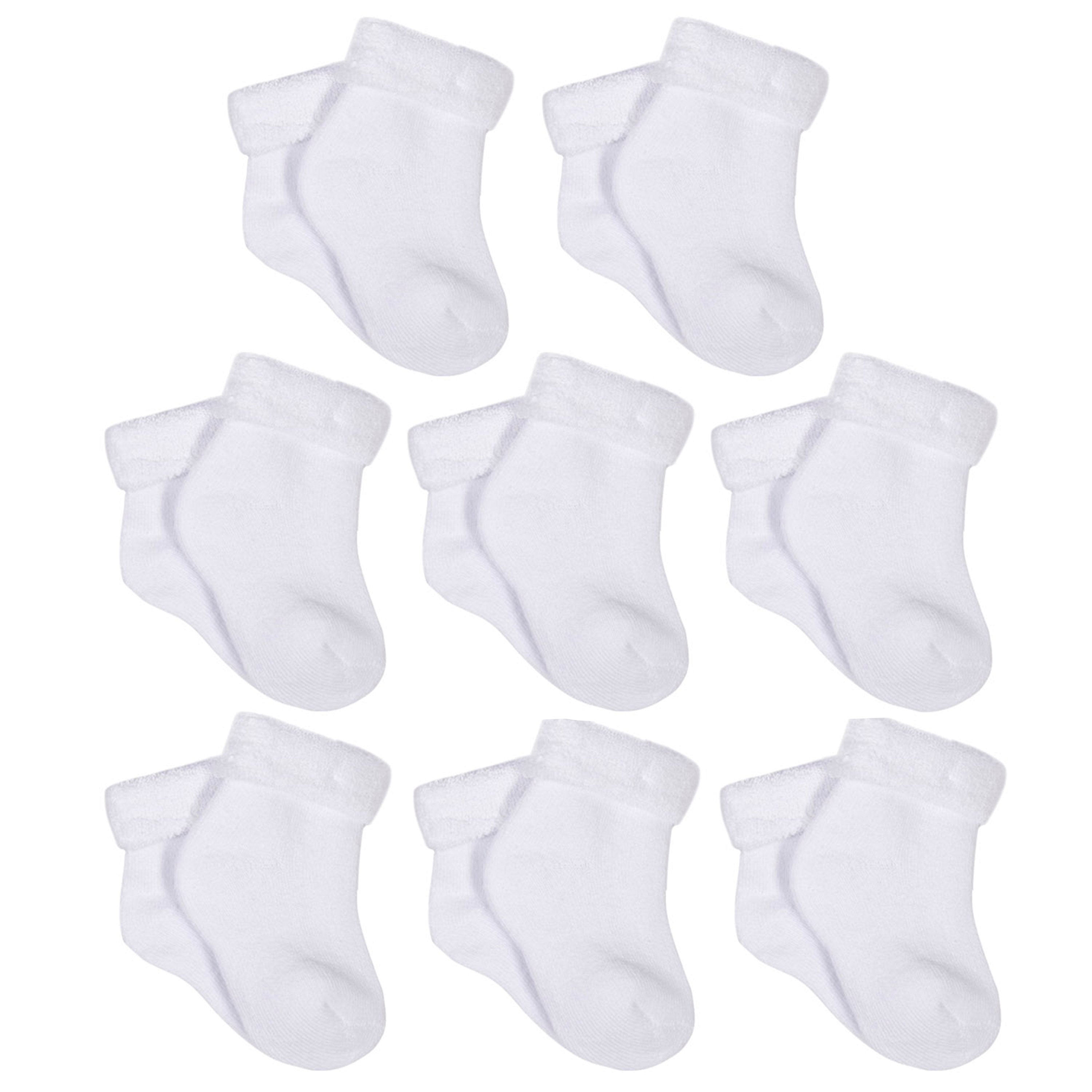 8-Pack White Organic Wiggle Proof Bootie Socks