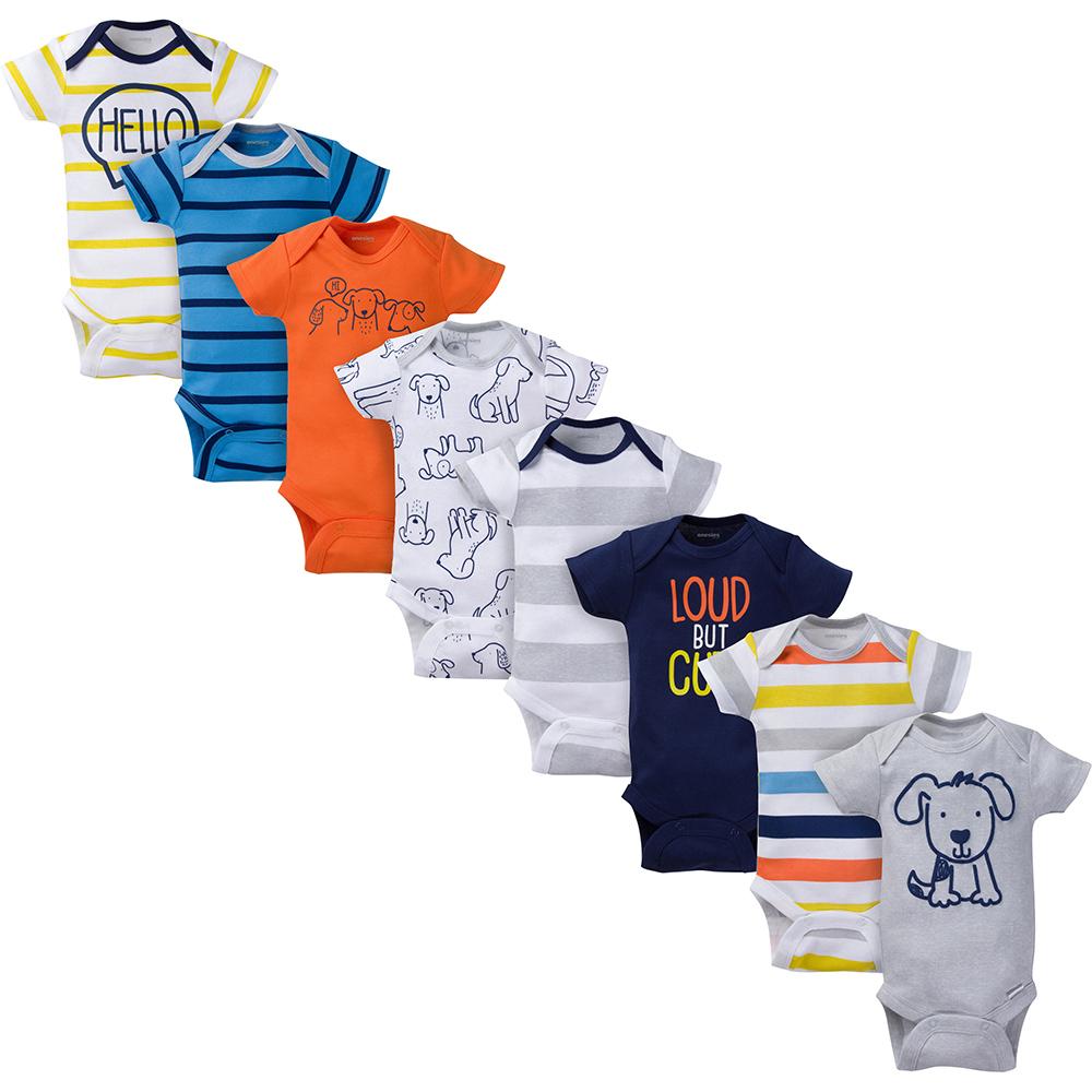 8-Pack Baby Boy Short Sleeve Puppy Onesies Brand Bodysuits