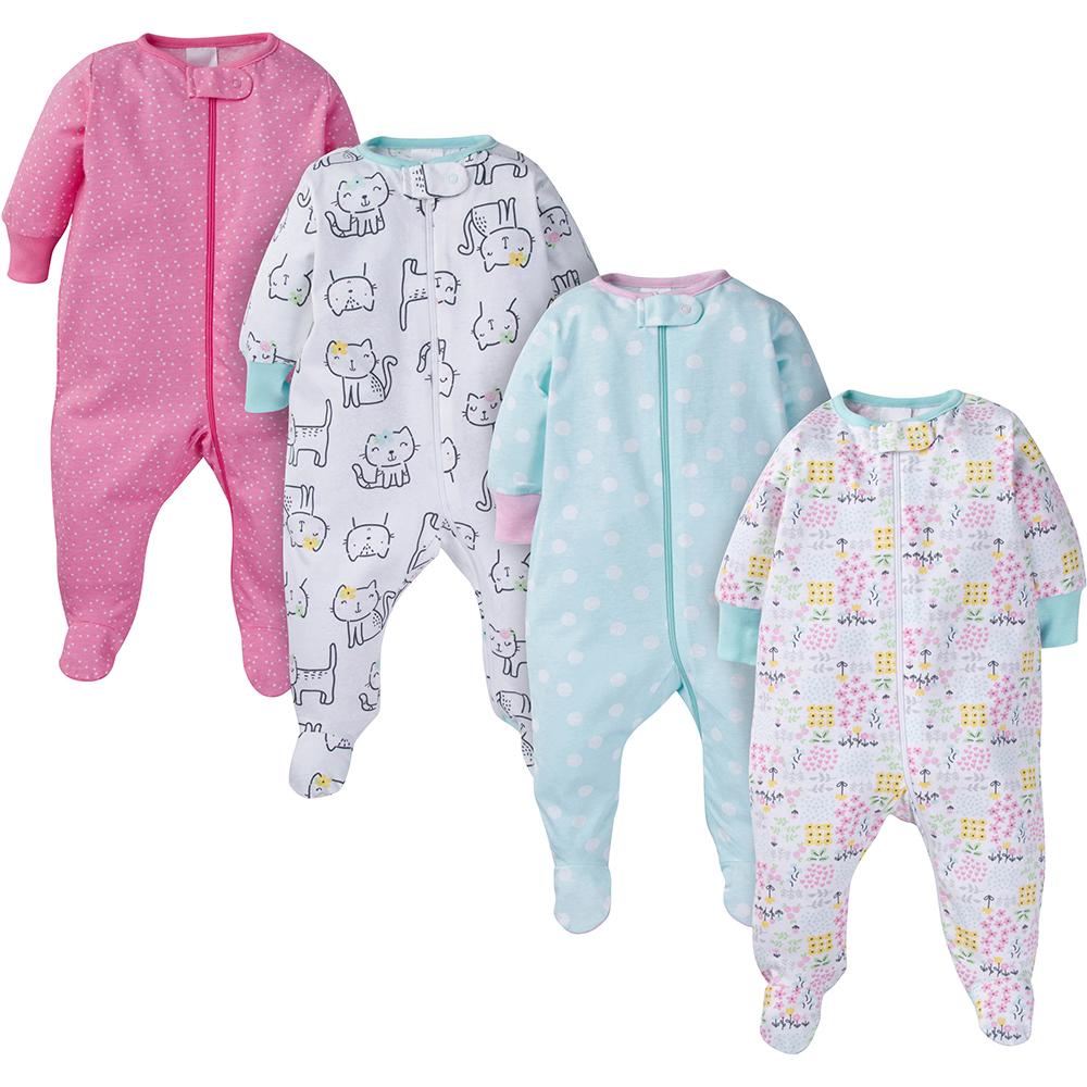 4-Pack Baby Girl Kitty Sleep N' Play