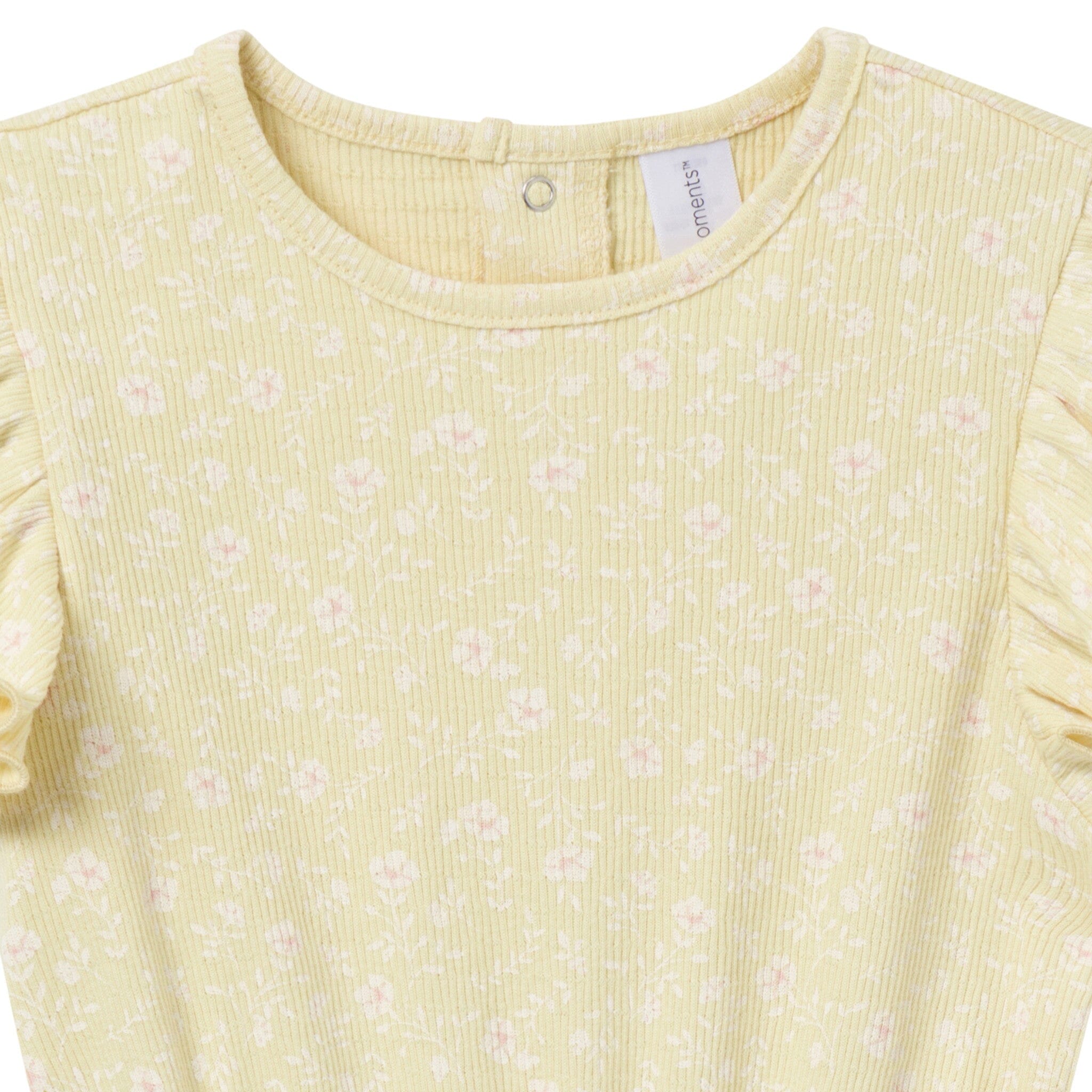 Infant & Toddler Girls Dusty Yellow Floral Flutter Sleeve Romper