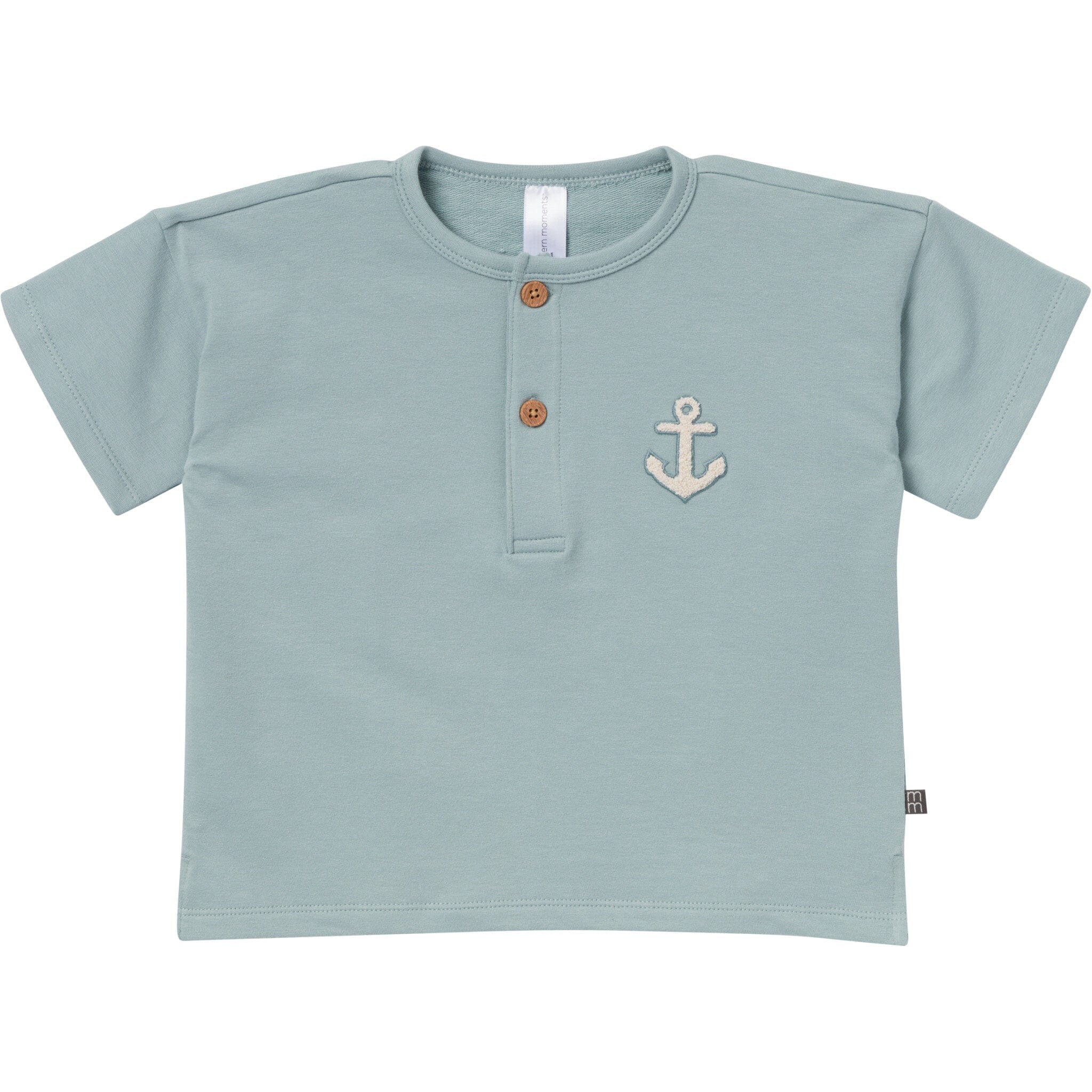 2-Piece Toddler Boys Medium Teal Henley Shirt and Shorts Set