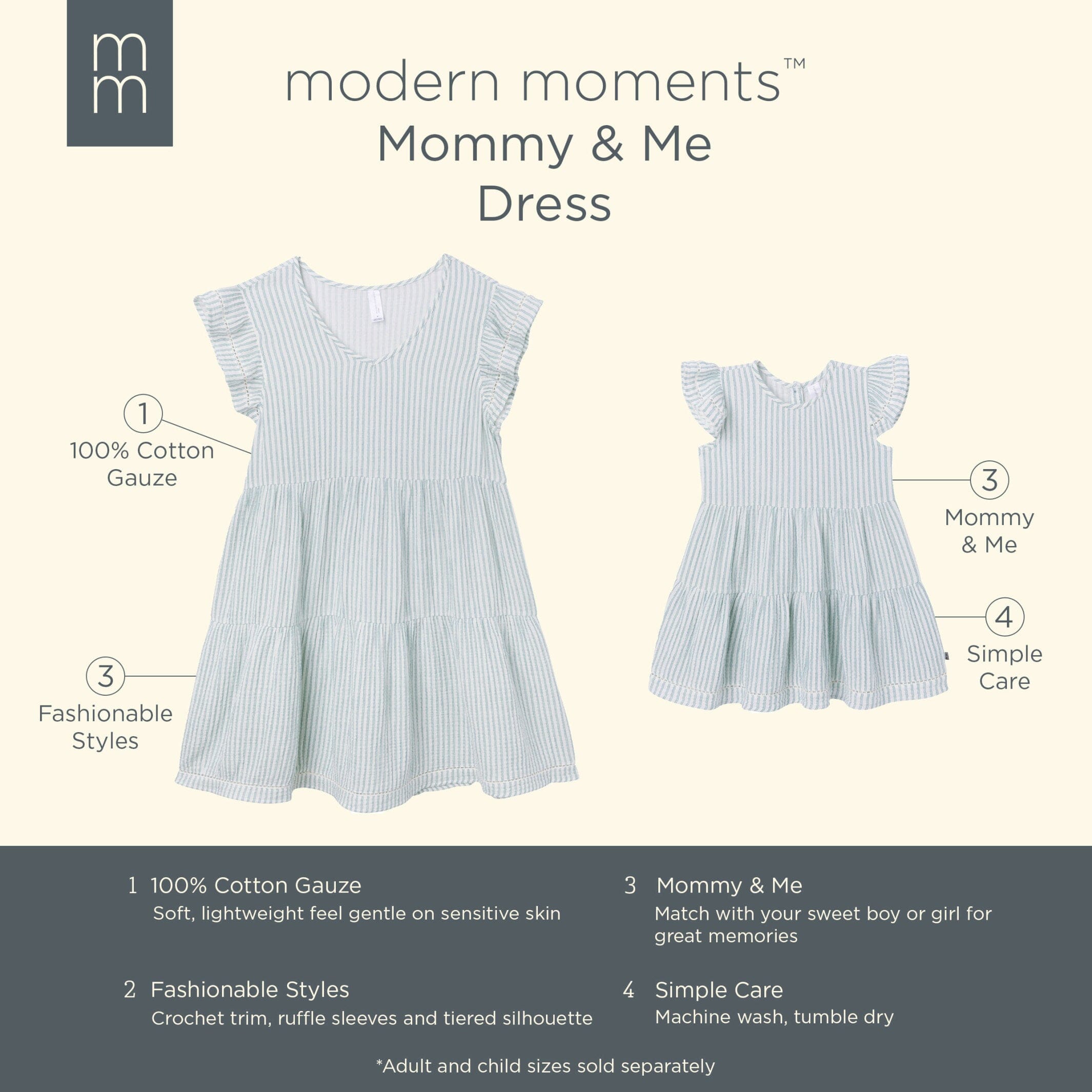 Mommy & Me Teal Stripe Gauze Dresses Bundle