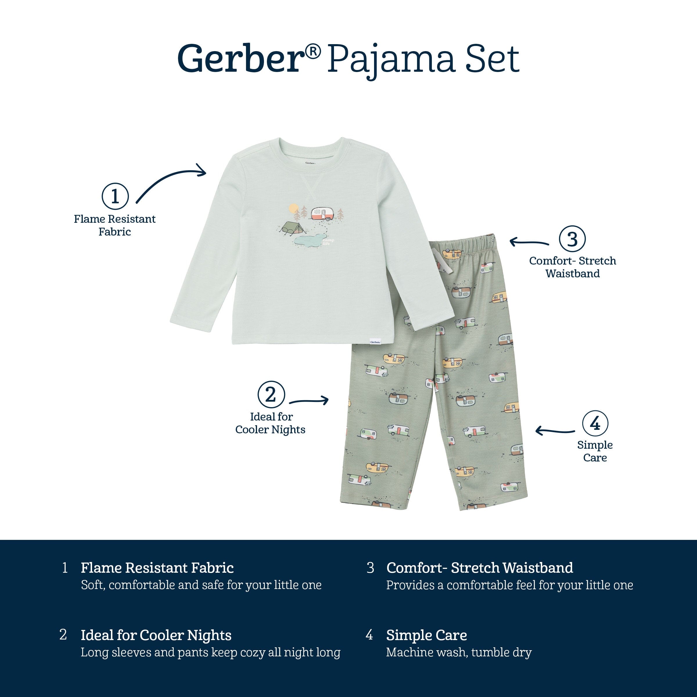 2-Piece Toddler Boys Camp Pajama Set