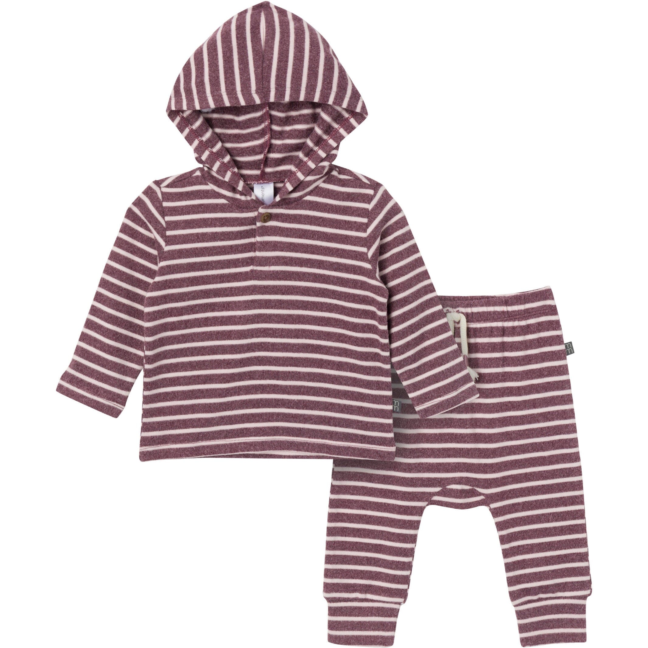 2-Piece Baby Girls Rose Hooded Brushed Hacci Set