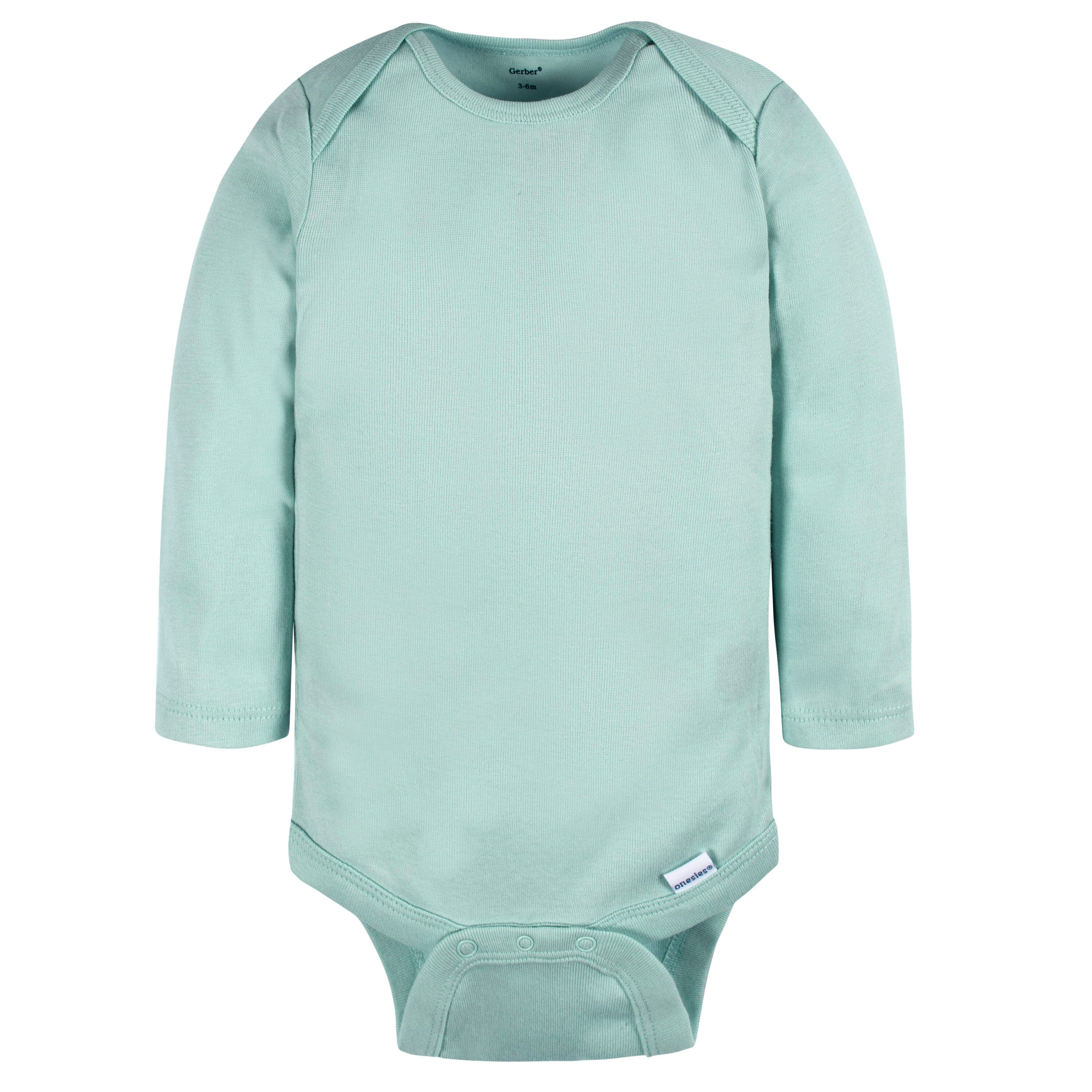 4-Pack Baby Neutral Green/ Blue Long Sleeve Onesies Bodysuits