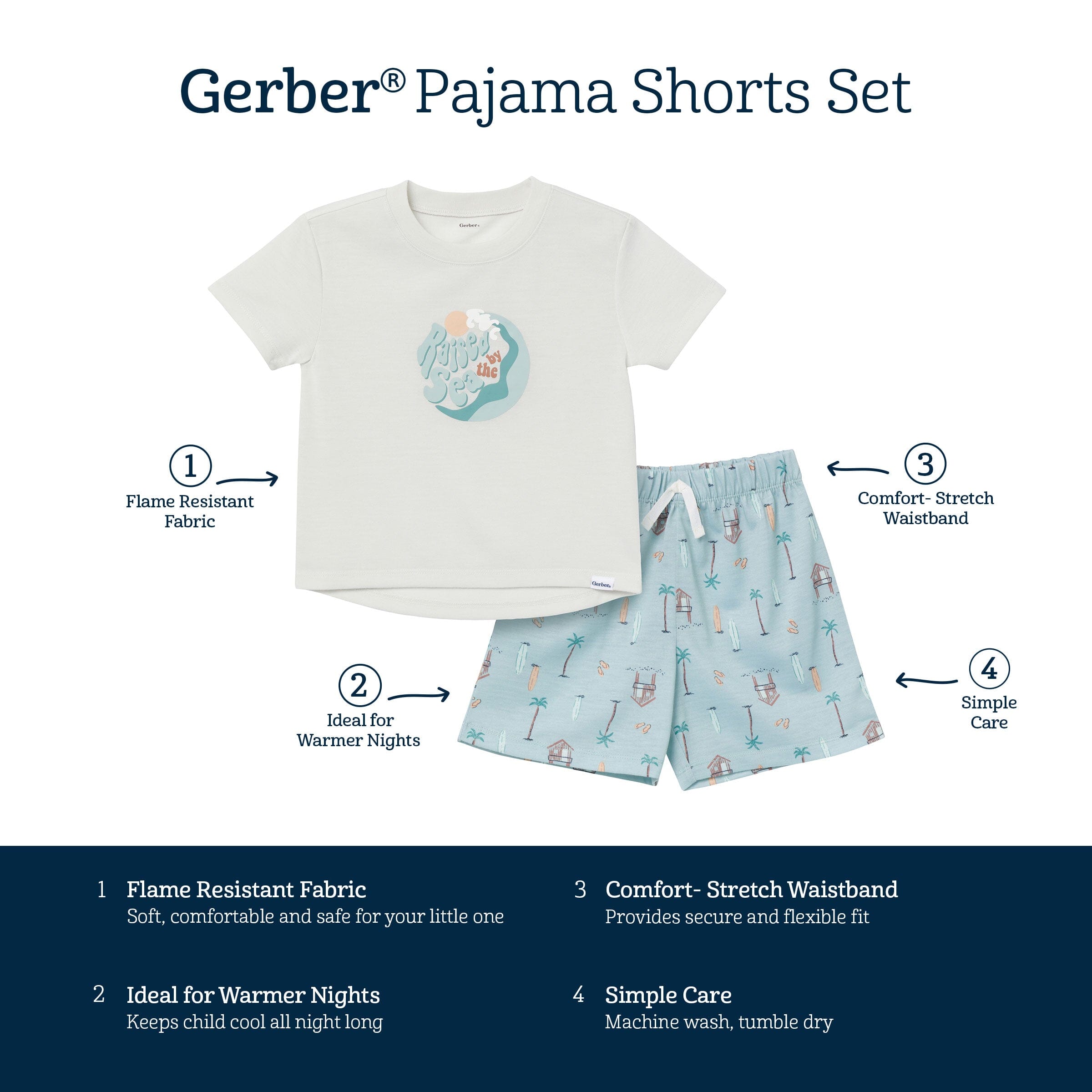 2-Piece Toddler Boys Sea Pajama Shorts Set