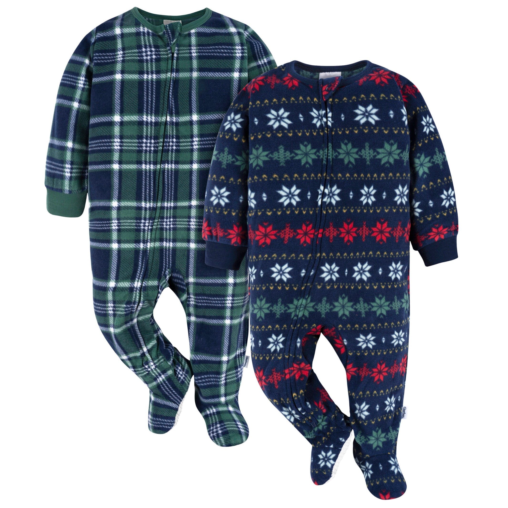 2-Pack Baby & Toddler Neutral Multi Fair Isle Fleece Pajamas