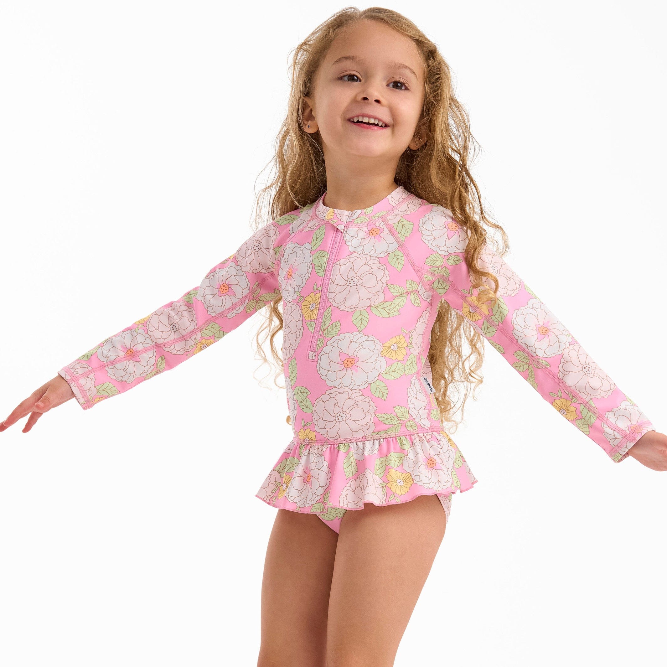 Toddler Girls UPF 50+ Peonies Rash Guard