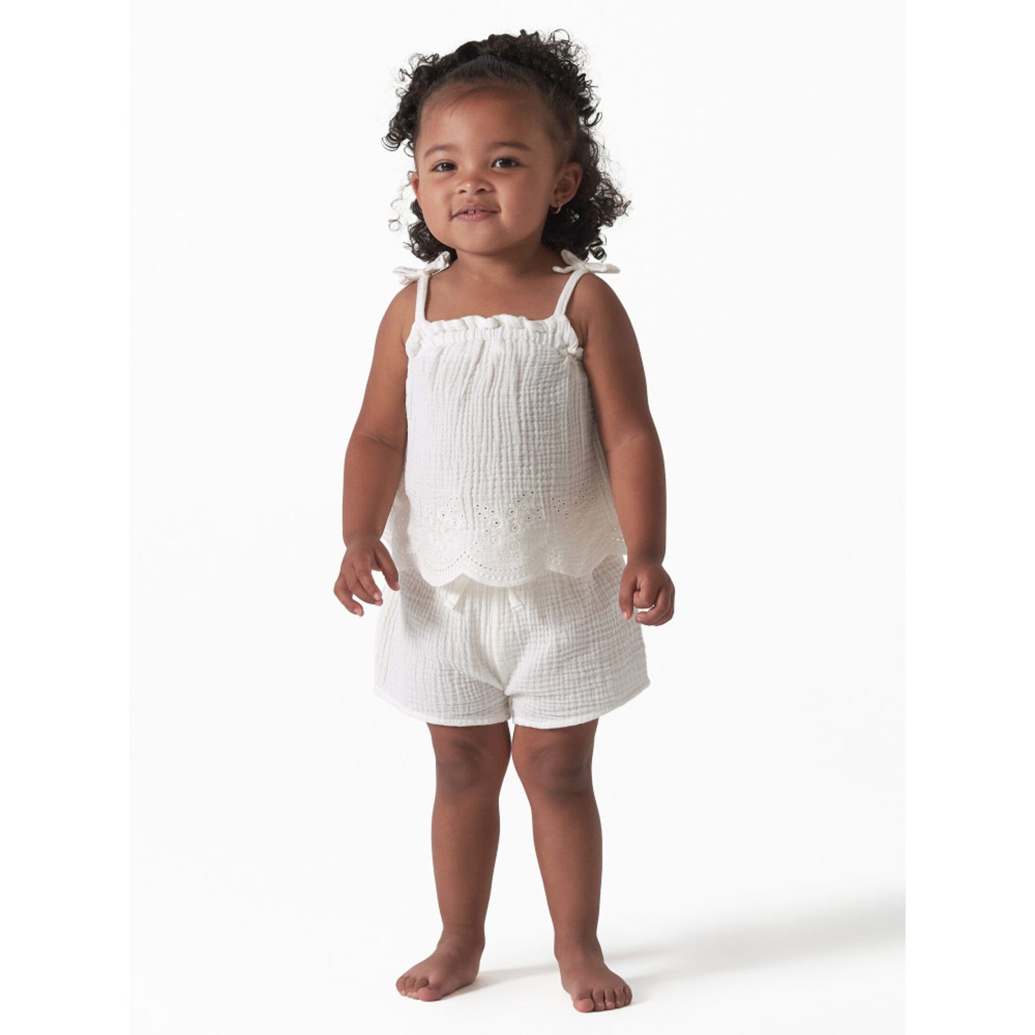 2-Piece Infant & Toddler Girls Ivory Top & Short Set