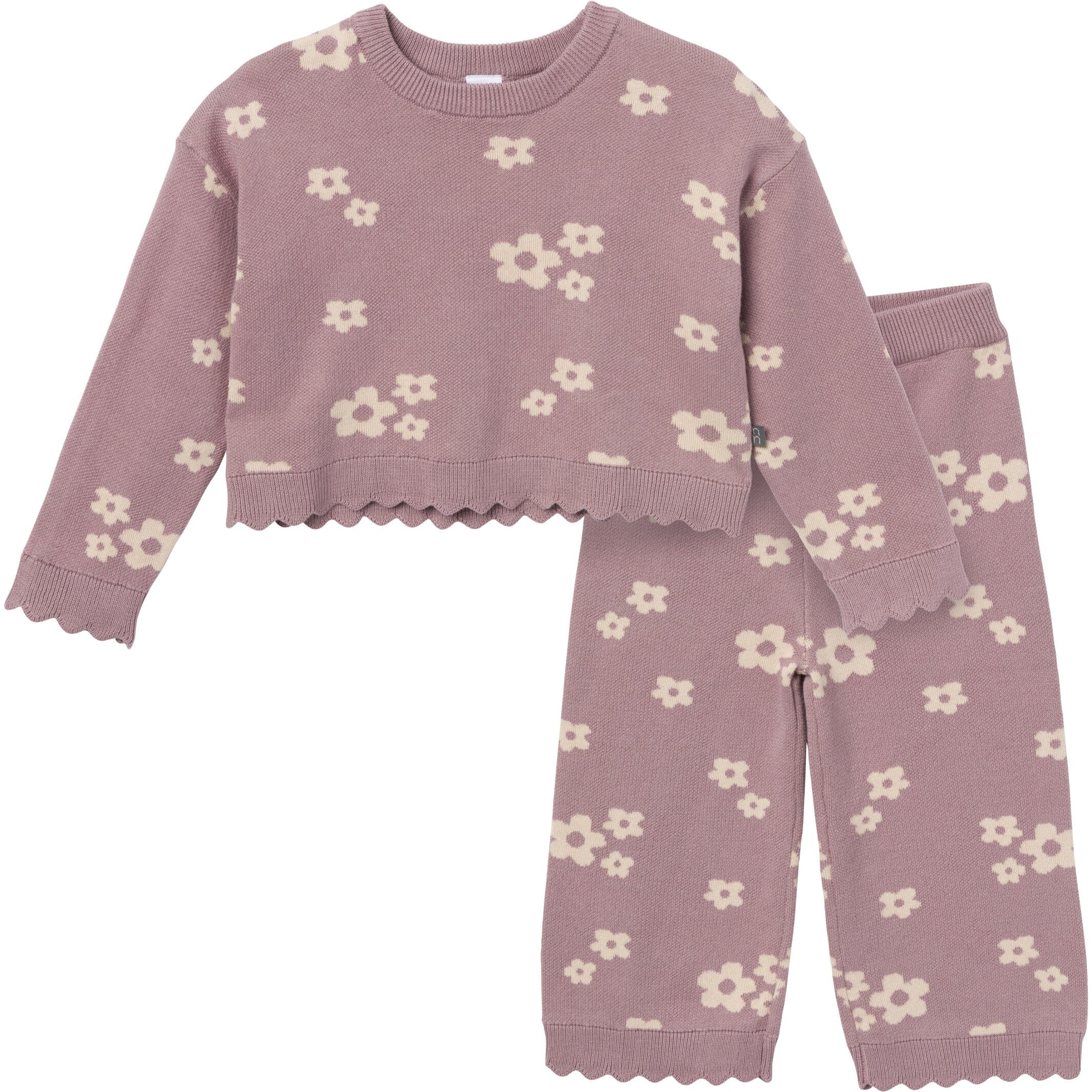 2-Pack Infant & Toddler Girls Medium Lilac Cluster Jacquard Sweater and Pant Set