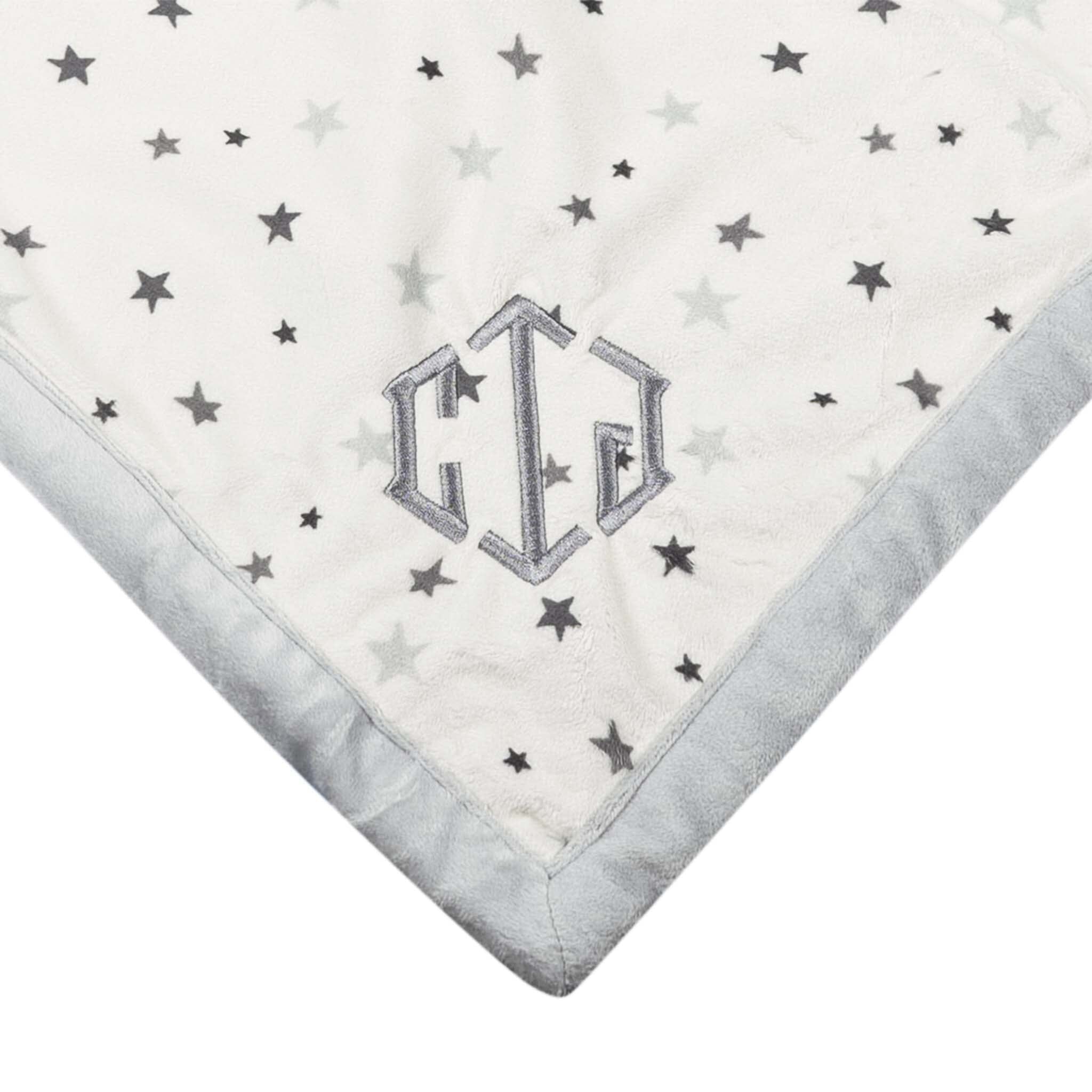 Embroidered Baby Boys Bear & Stars Oversized Security Blanket