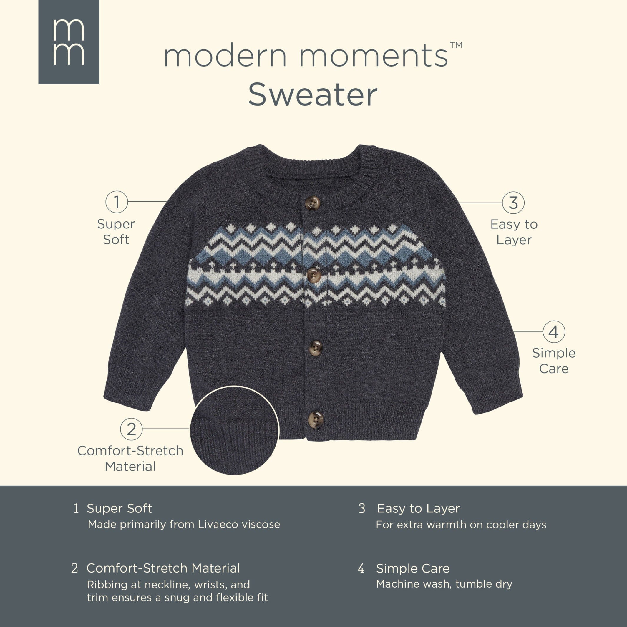 Baby Boys Dark Grey Heather Fair Isle Sweater