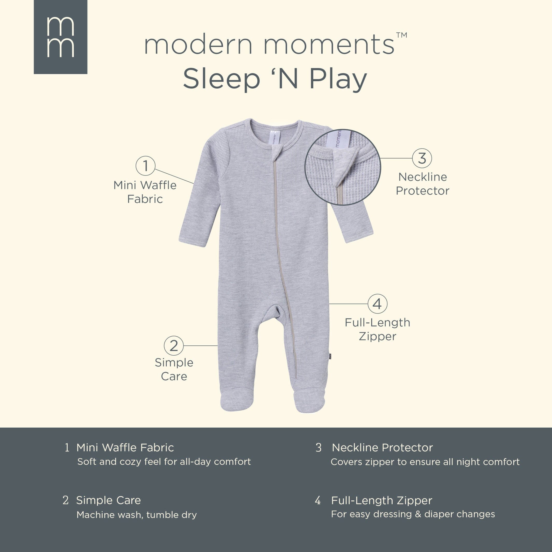 Baby Neutral Grey Heather Waffle Sleep 'N Play