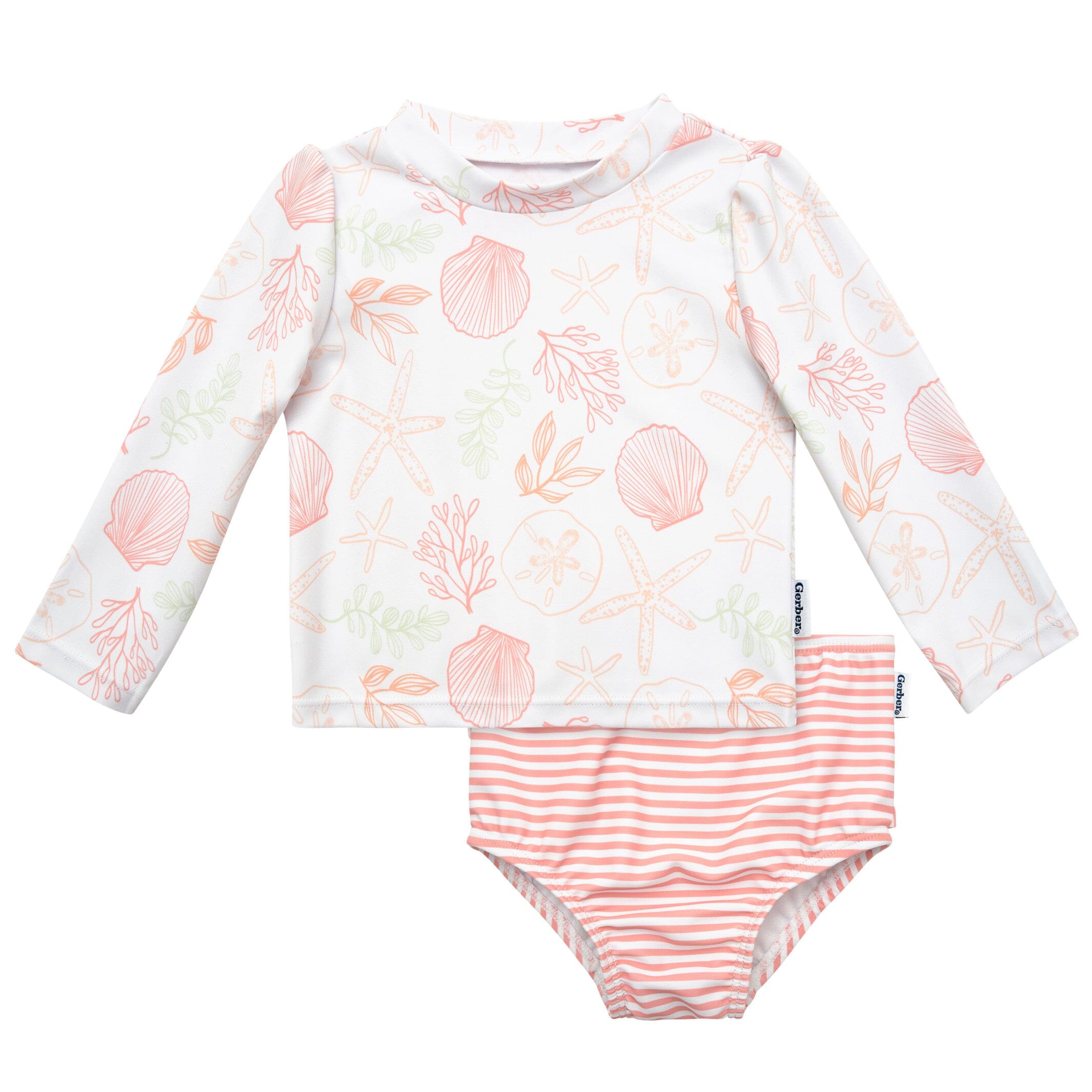 2-Piece Baby Girls UPF 50+ Shells Rash Guard & Swim Bottoms Set