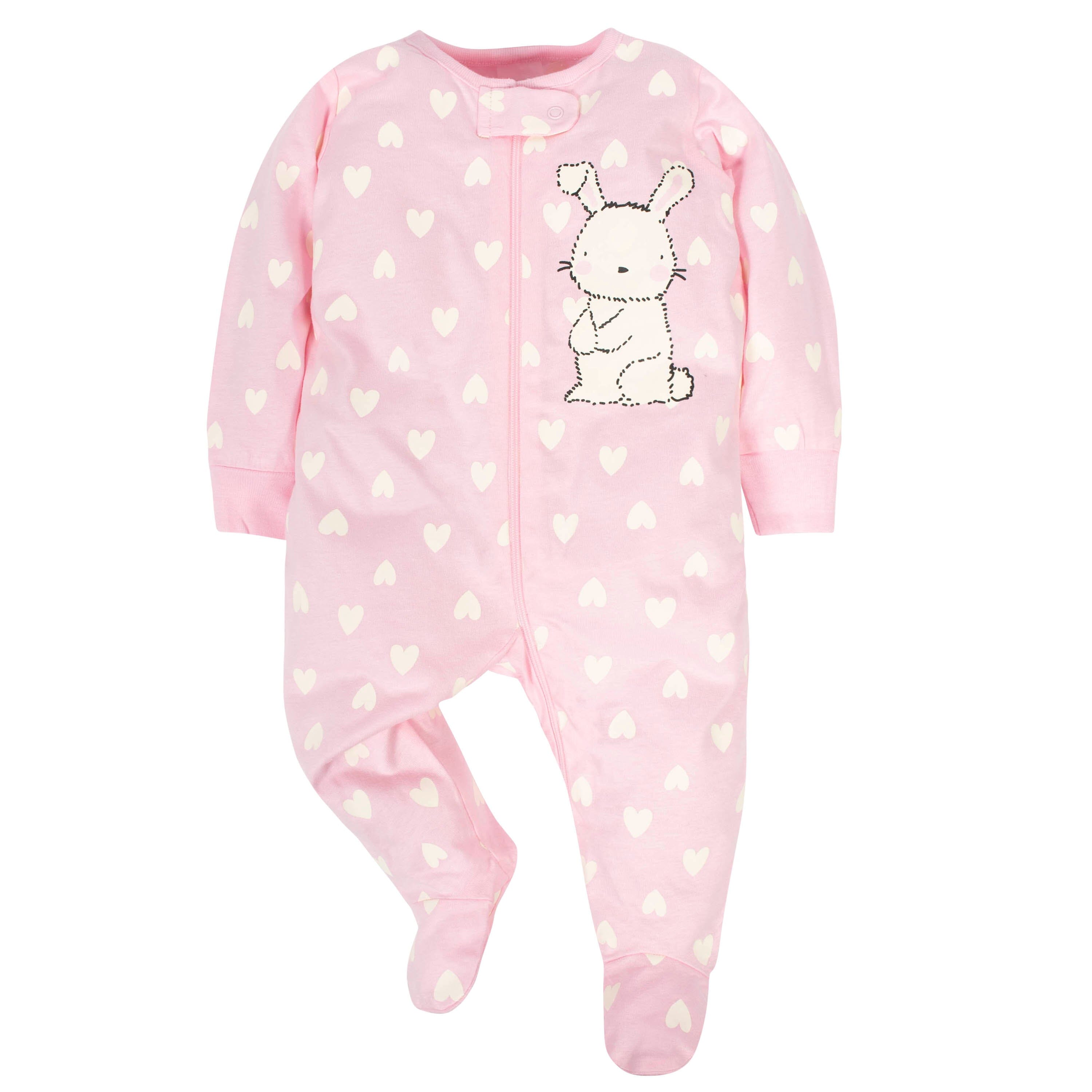 4-Pack Baby Girls Bunny Zip Front Sleep ¡®N Plays