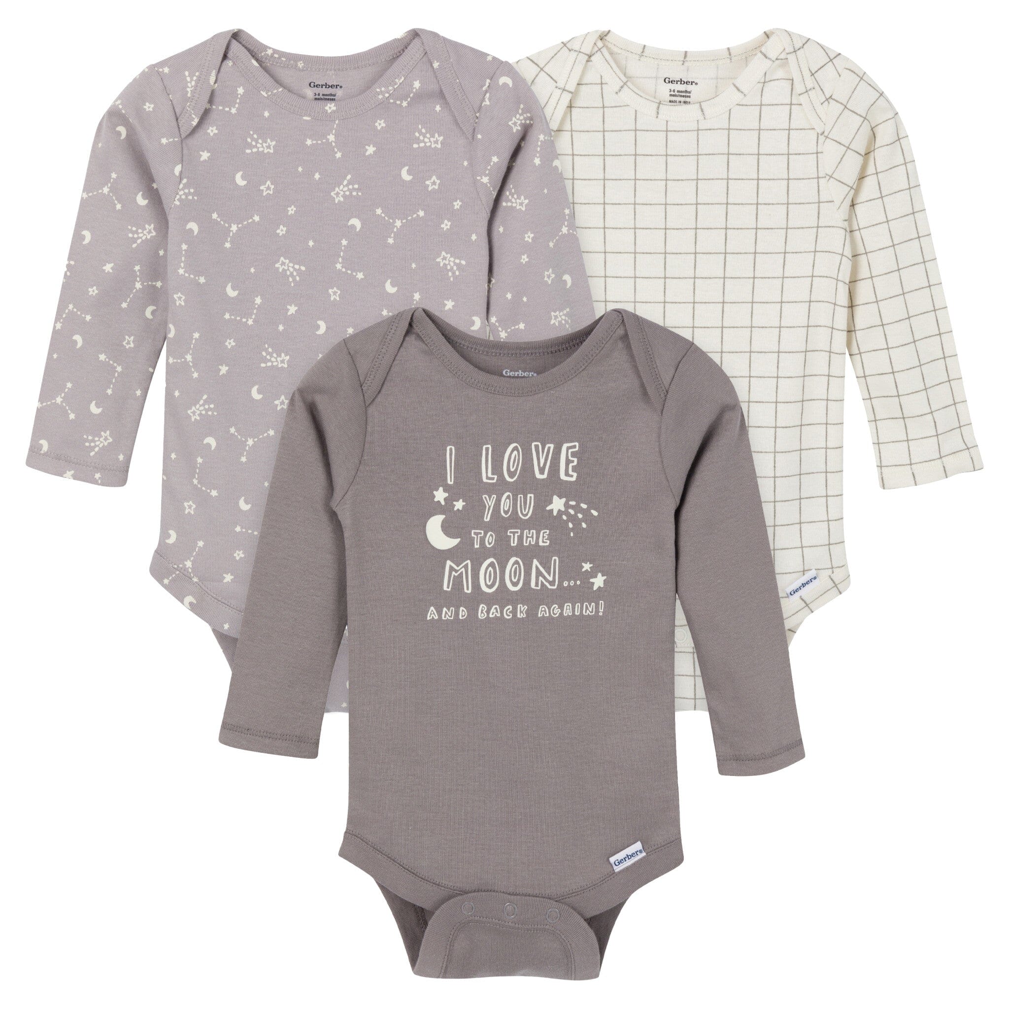 3-Pack Baby Neutral To The Moon and Back Onesies Bodysuits