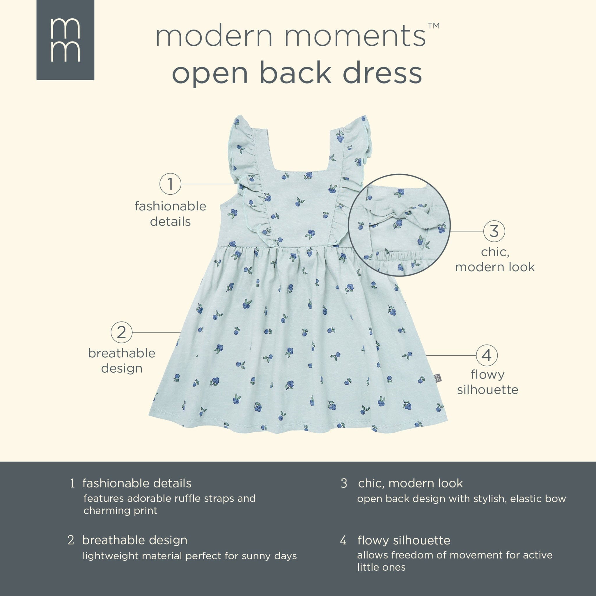 Infant & Toddler Girls Light Sky Blueberries Bow Back Dress