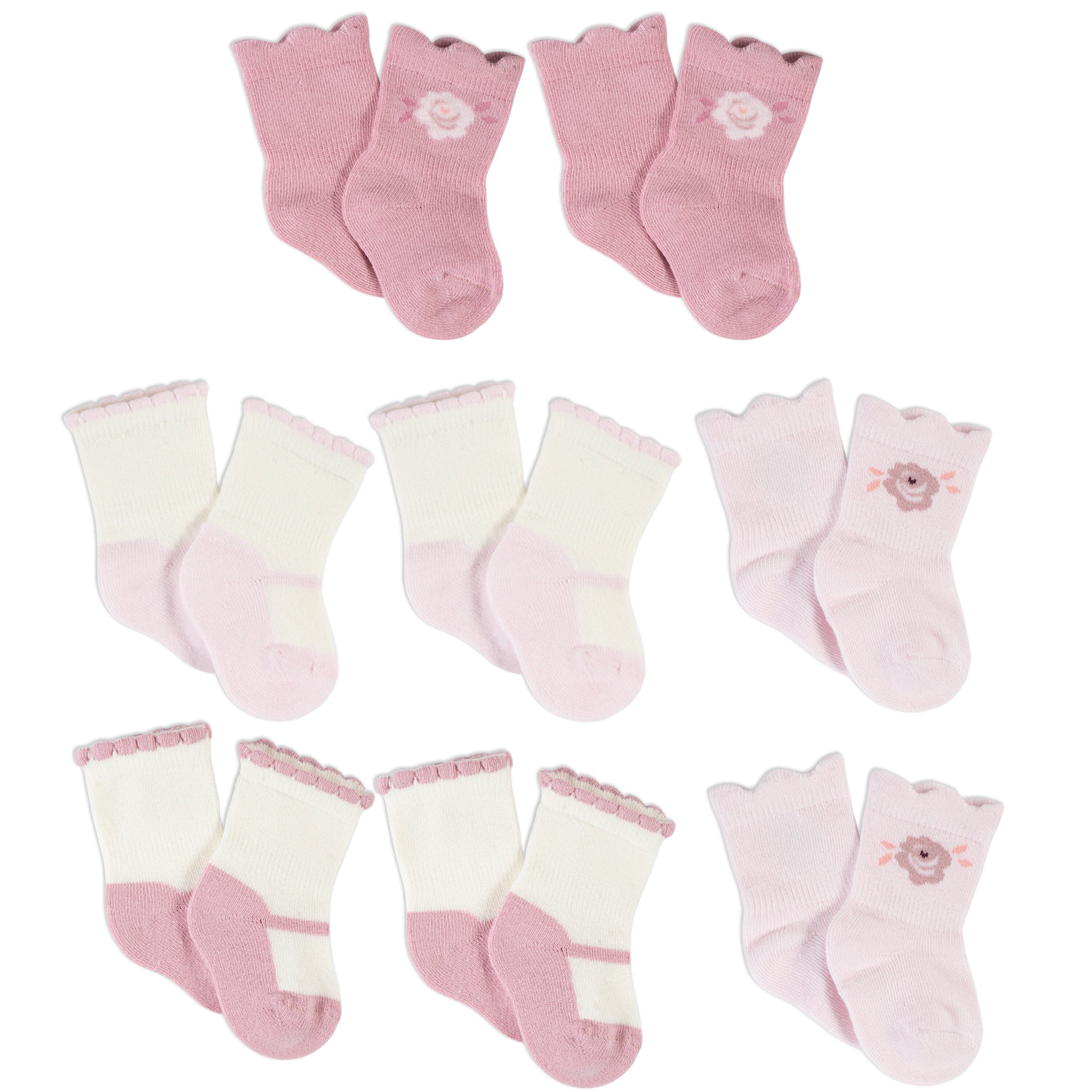 8-Pack Baby Girls Princess Wiggle-Proof Socks