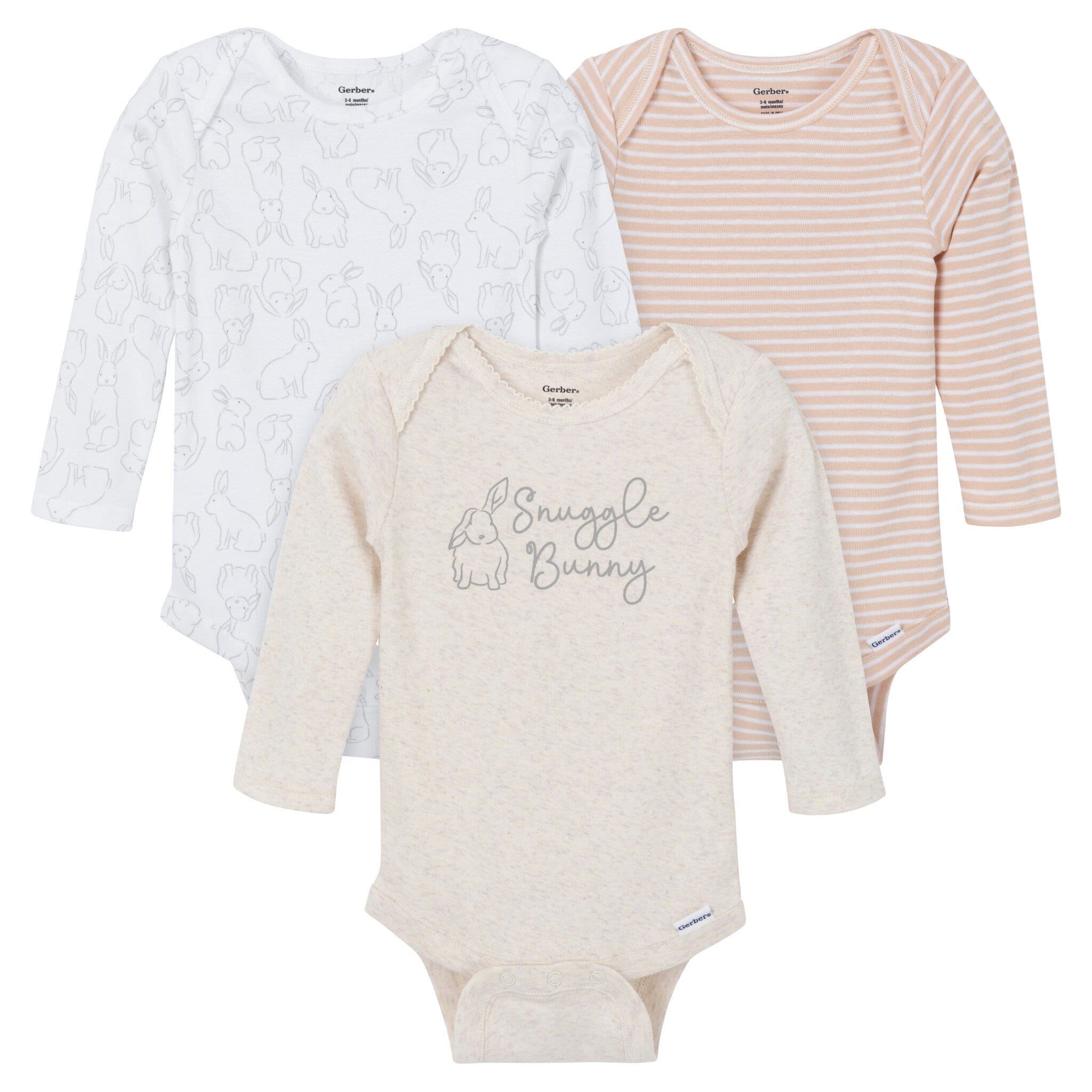 3-Pack Baby Girls Snuggle Bunny Onesies Bodysuits