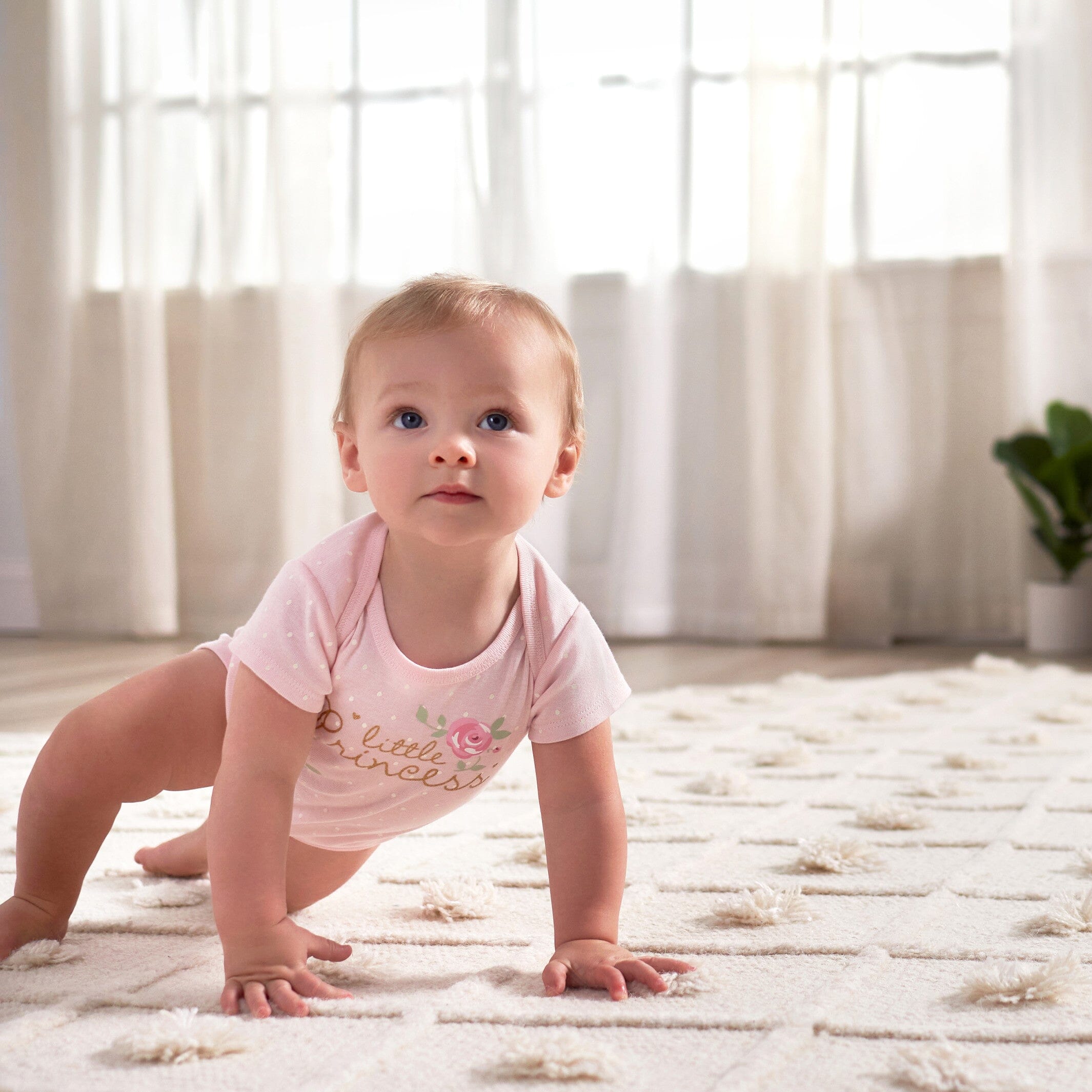 10-Piece Baby Girls Floral Onesies Bodysuits, Pants, and Caps Set