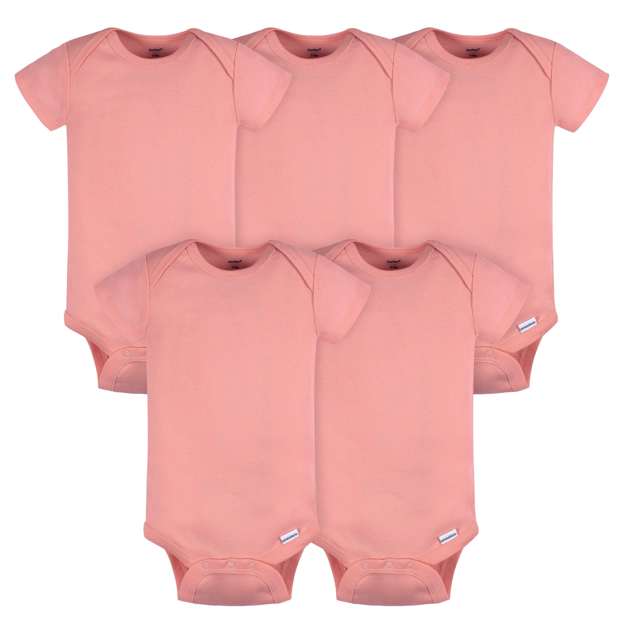 5-Pack Baby Girls Mauve Pink Premium Short Sleeve Lap Shoulder Onesies Bodysuits