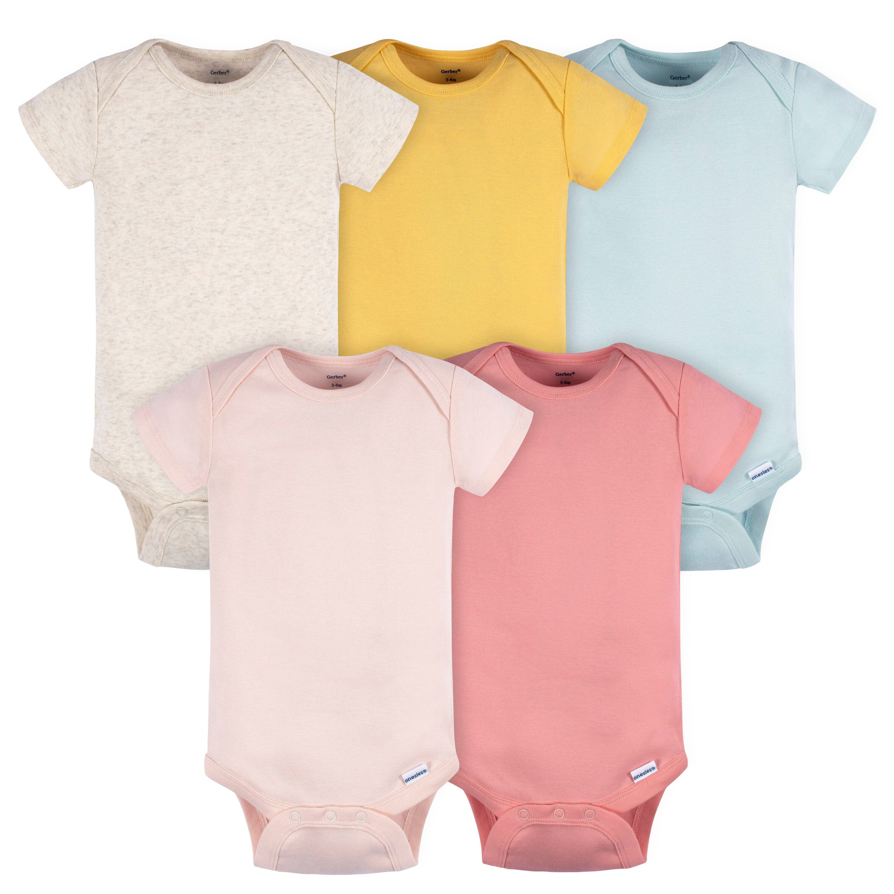 5-Pack Baby Neutral Blue/ Pink Short Sleeve Onesies Bodysuits