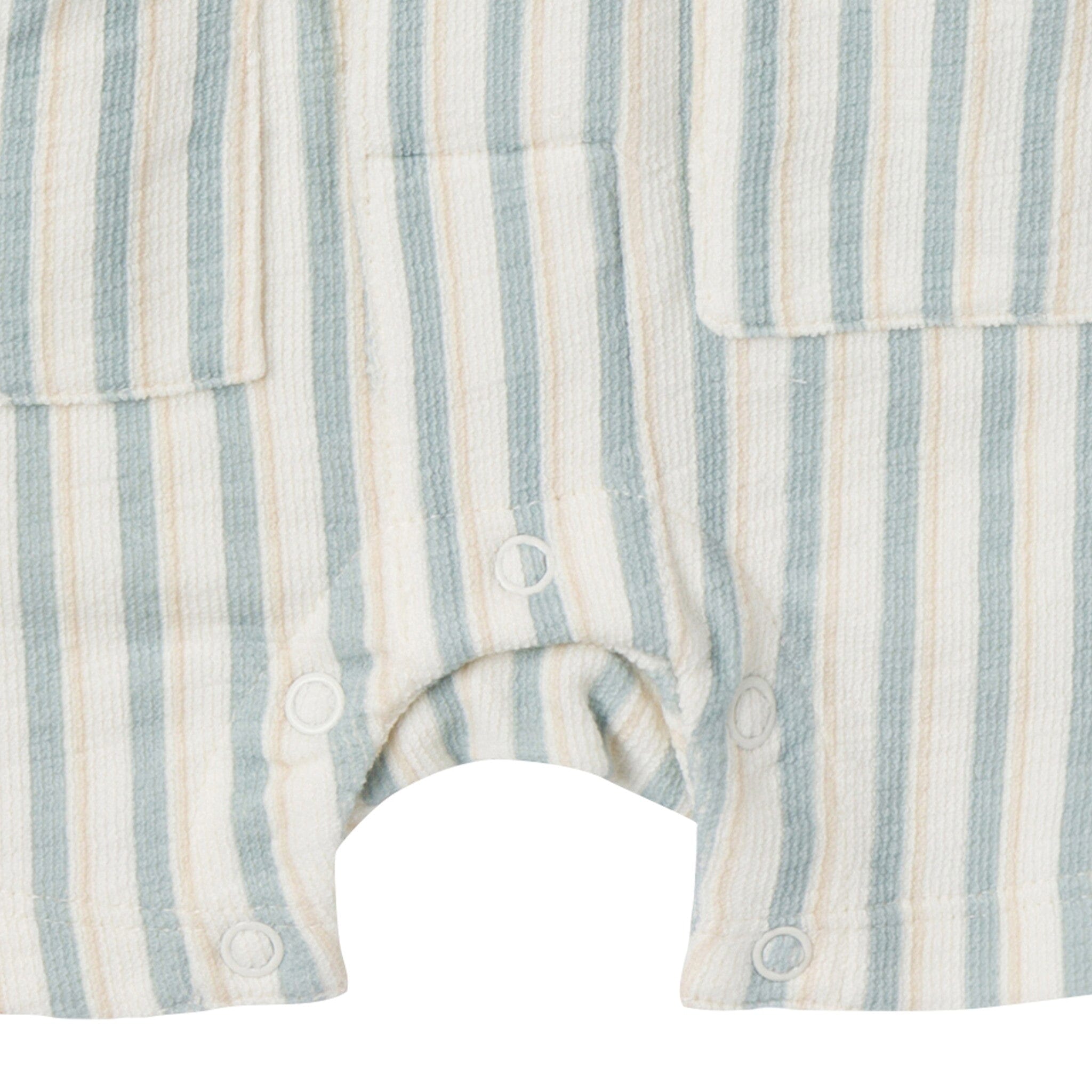 Baby Boys Ivory Teal Stripe Collared Short Sleeve Romper