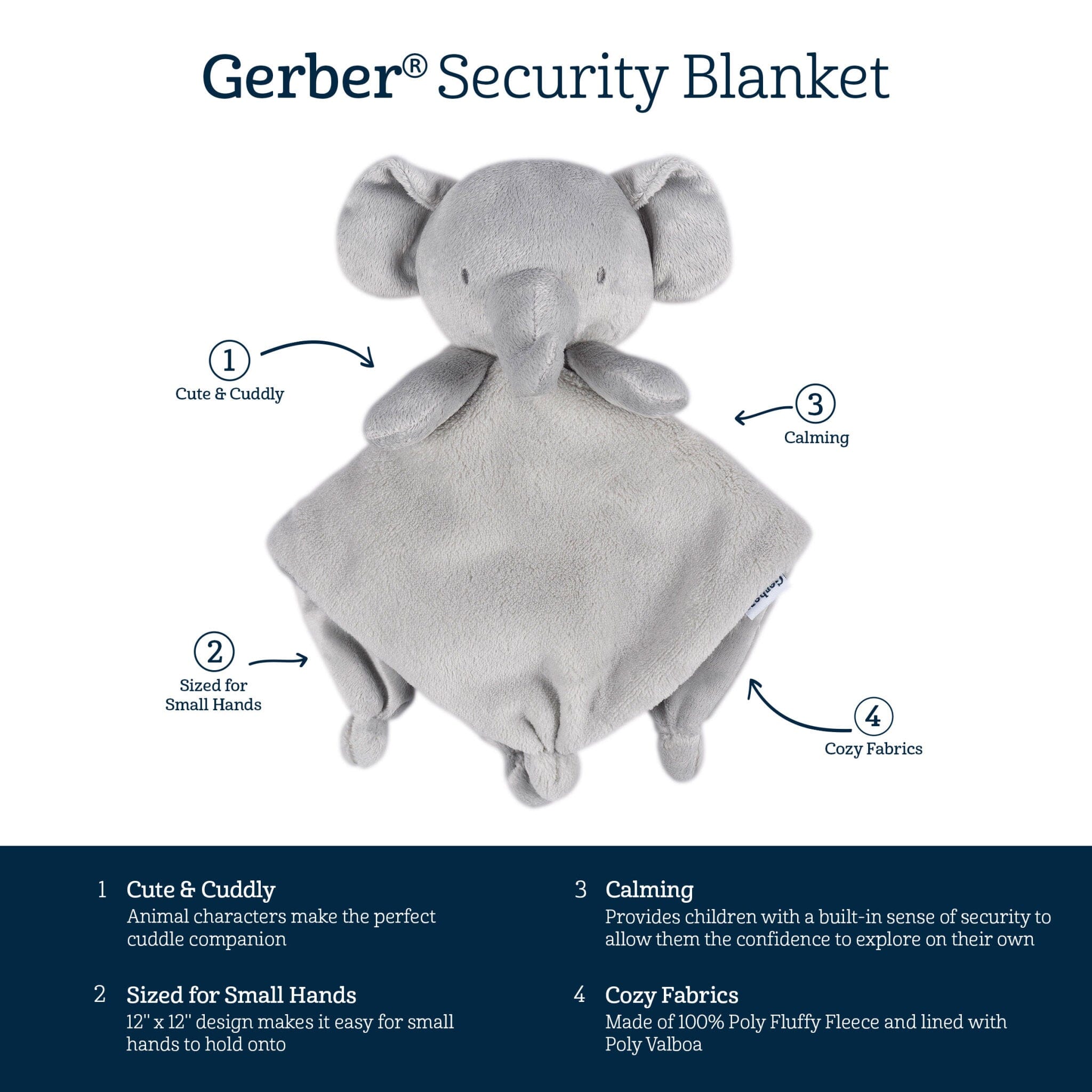 Baby Neutral Elephant Security Blanket