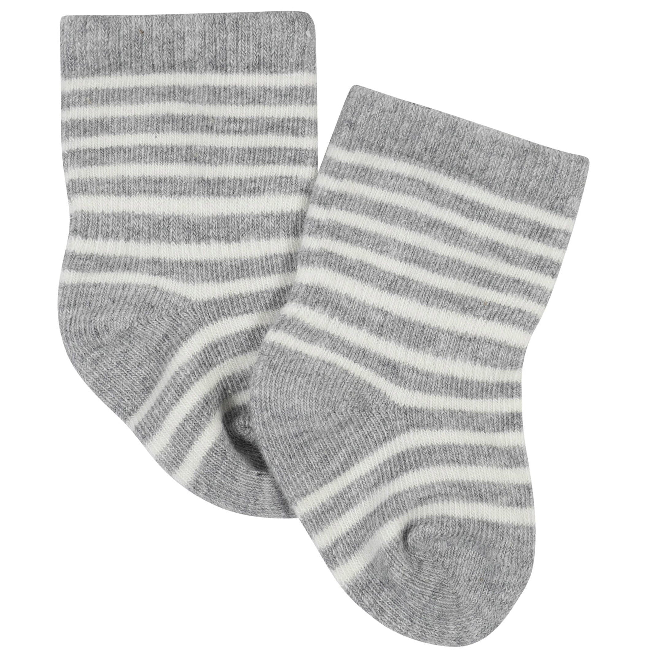 10-Pack Baby Boys Dino & White Wiggle Proof Socks