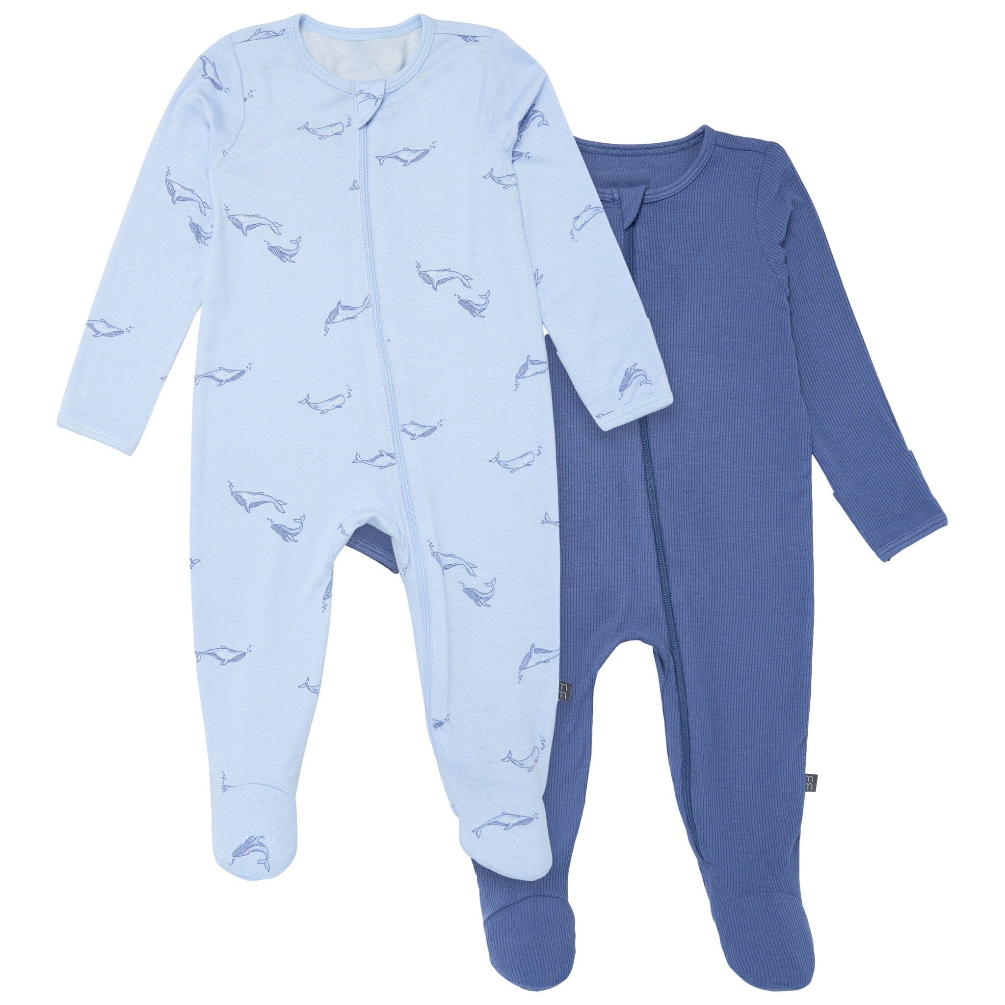 2-Pack Baby Boys Light Blue Whale Sleep 'N Play With Mittens