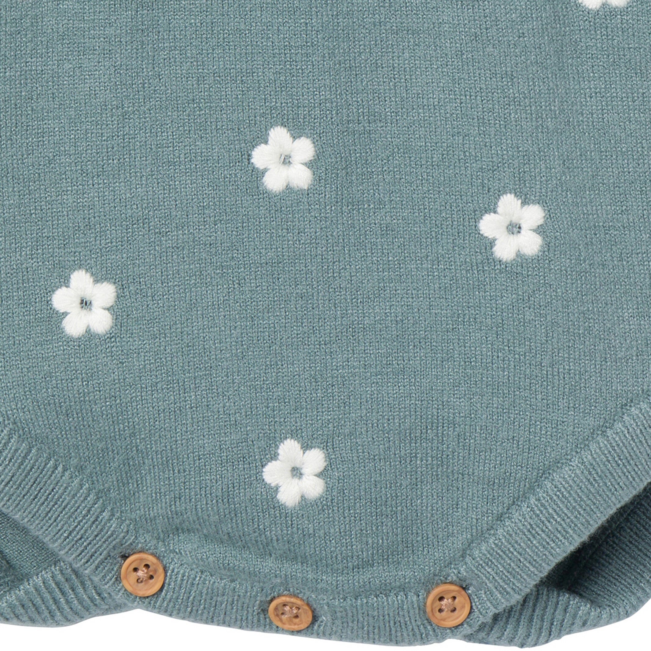 Baby Girls Teal Floral Jersey Sunsuit Romper