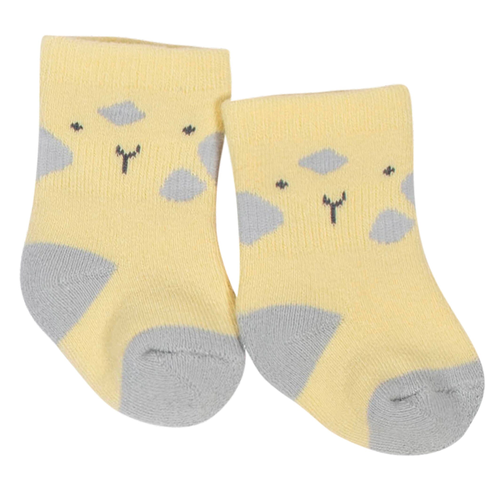 6-Pack Baby Neutral Animal Wiggle Proof Terry Crew Socks