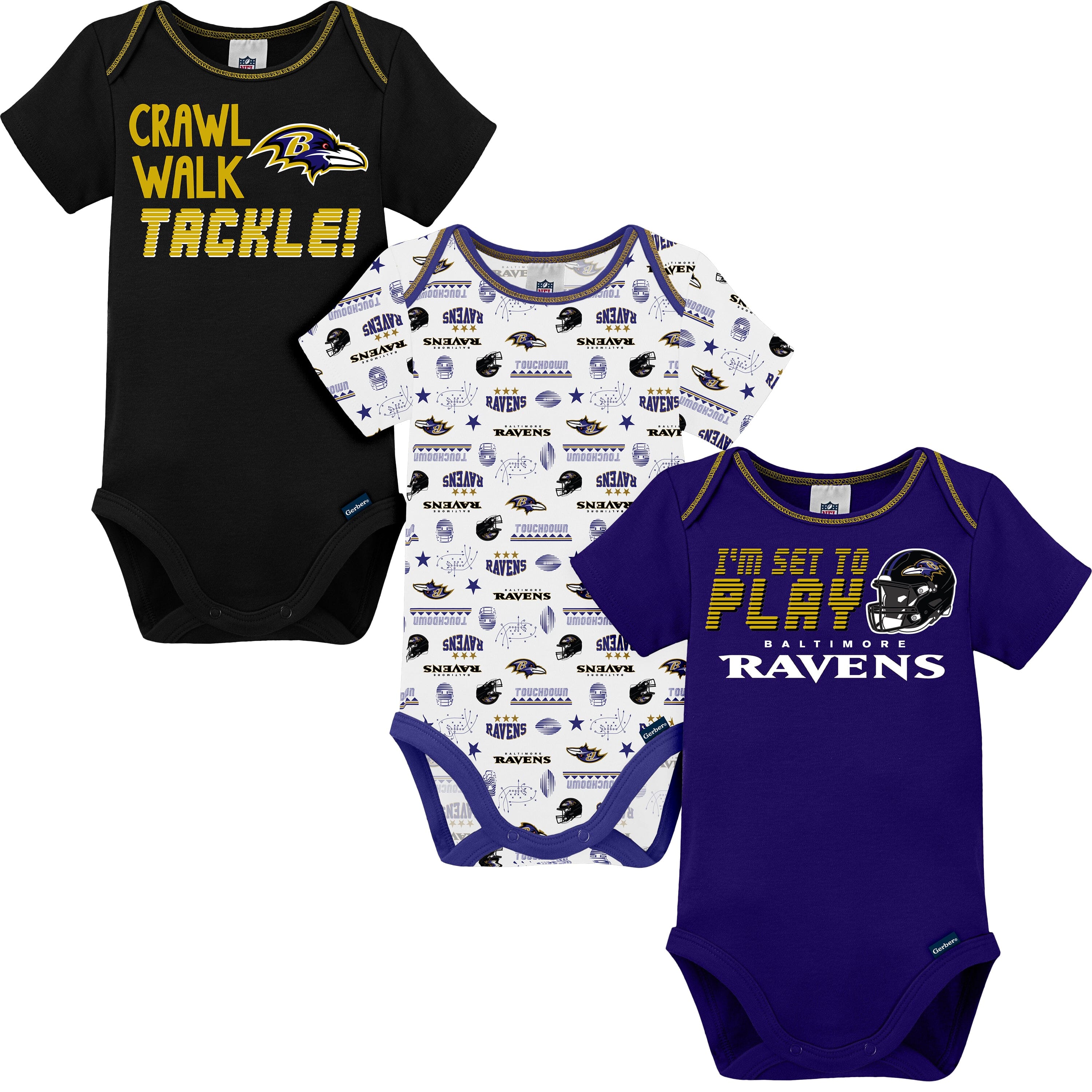 3-Pack NFL Short Sleeve Bodysuits