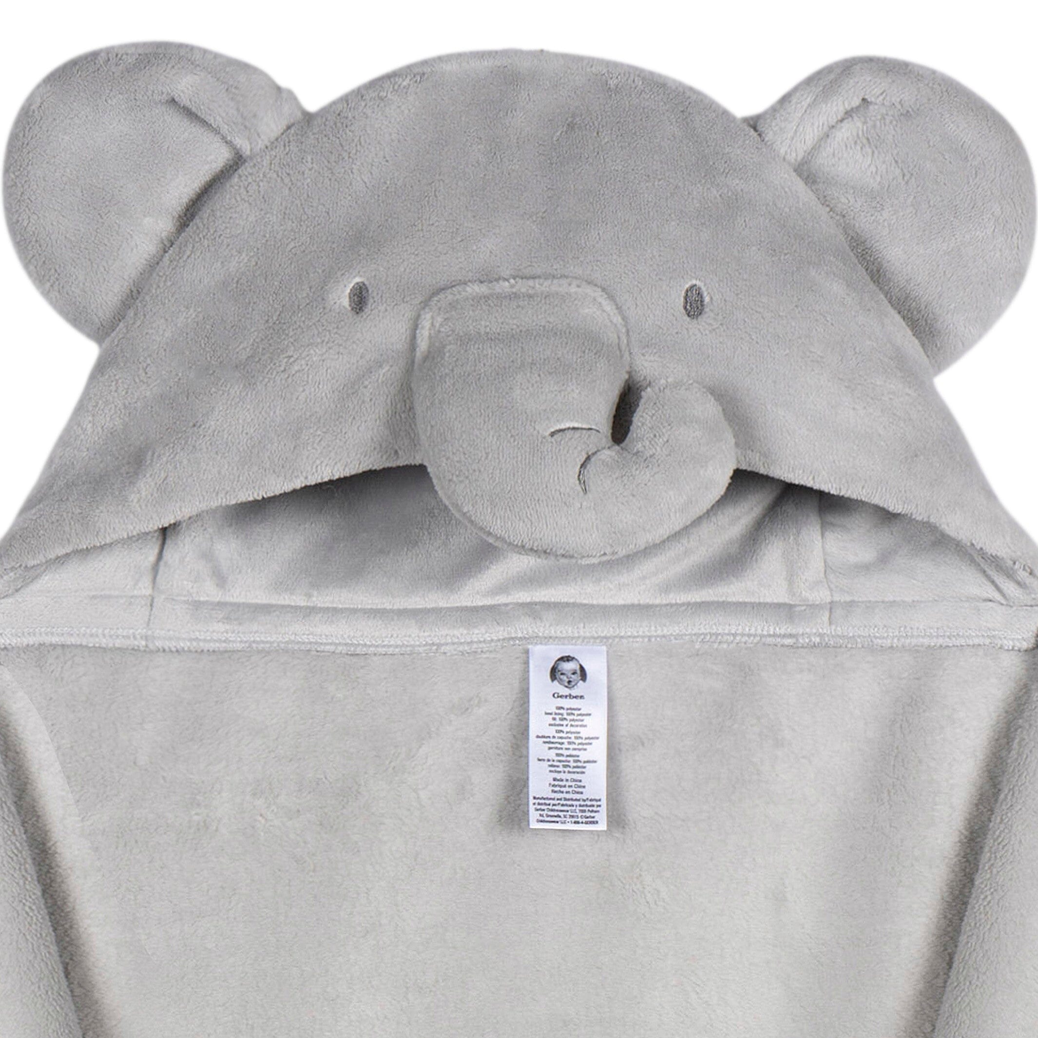 Embroidered 2-Piece Elephant Hooded Wearable Blanket & Security Blanket Set