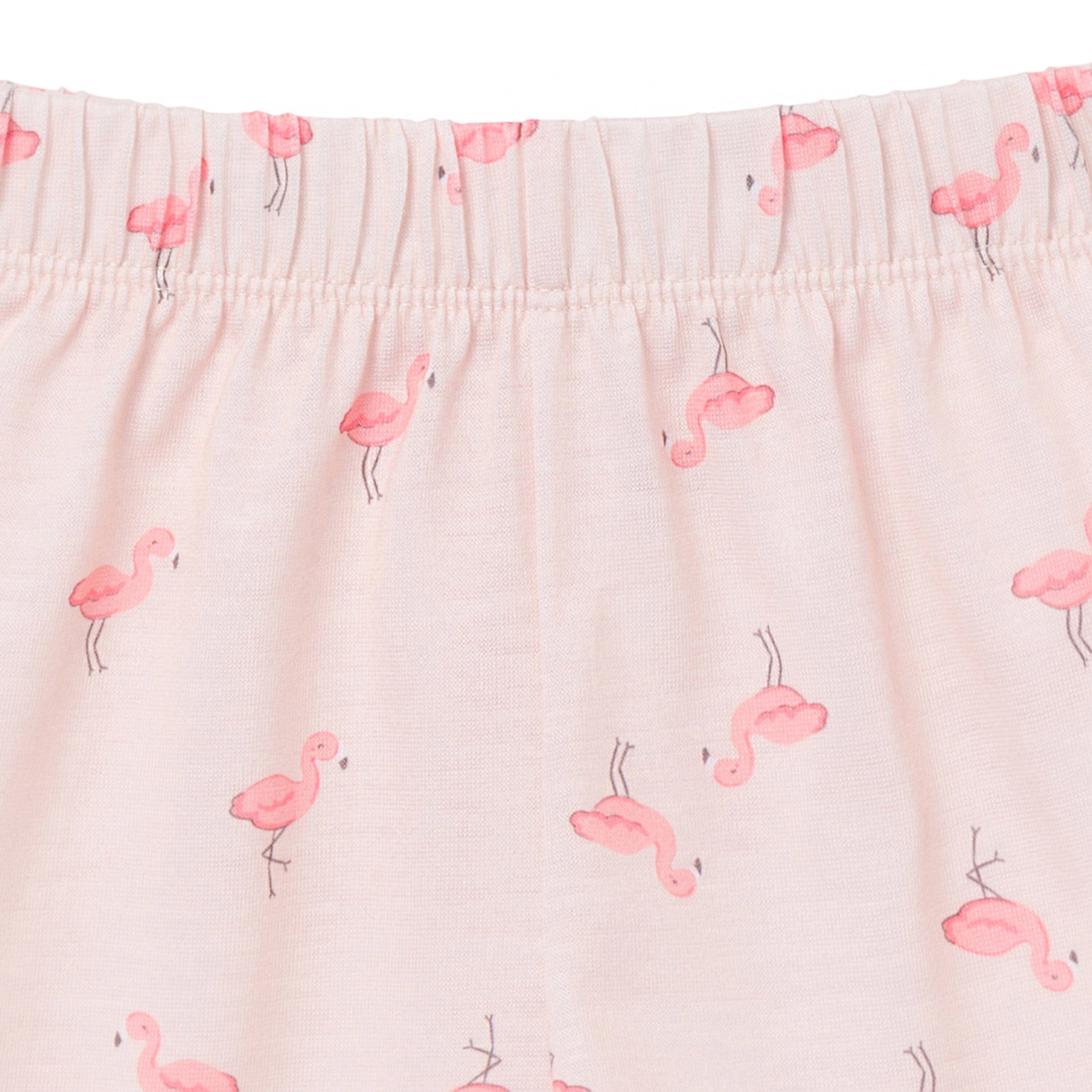 2-Piece Infant & Toddler Girls Flamingoes Button Up Pajama Shorts Set