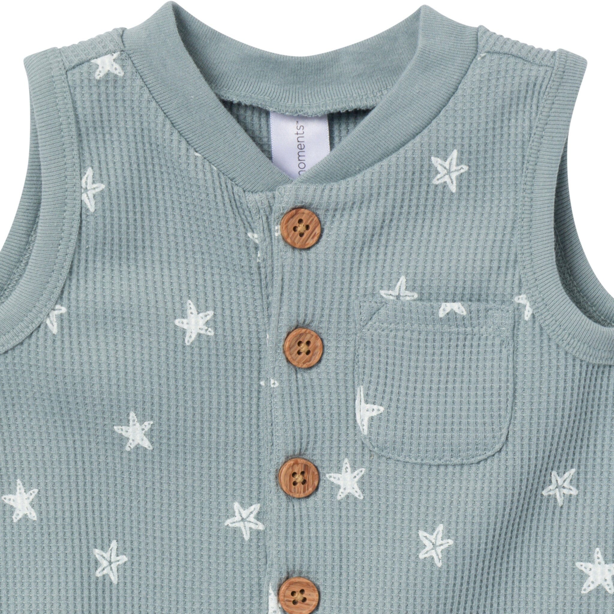 Baby Boys Teal Starfish Sleeveless Romper