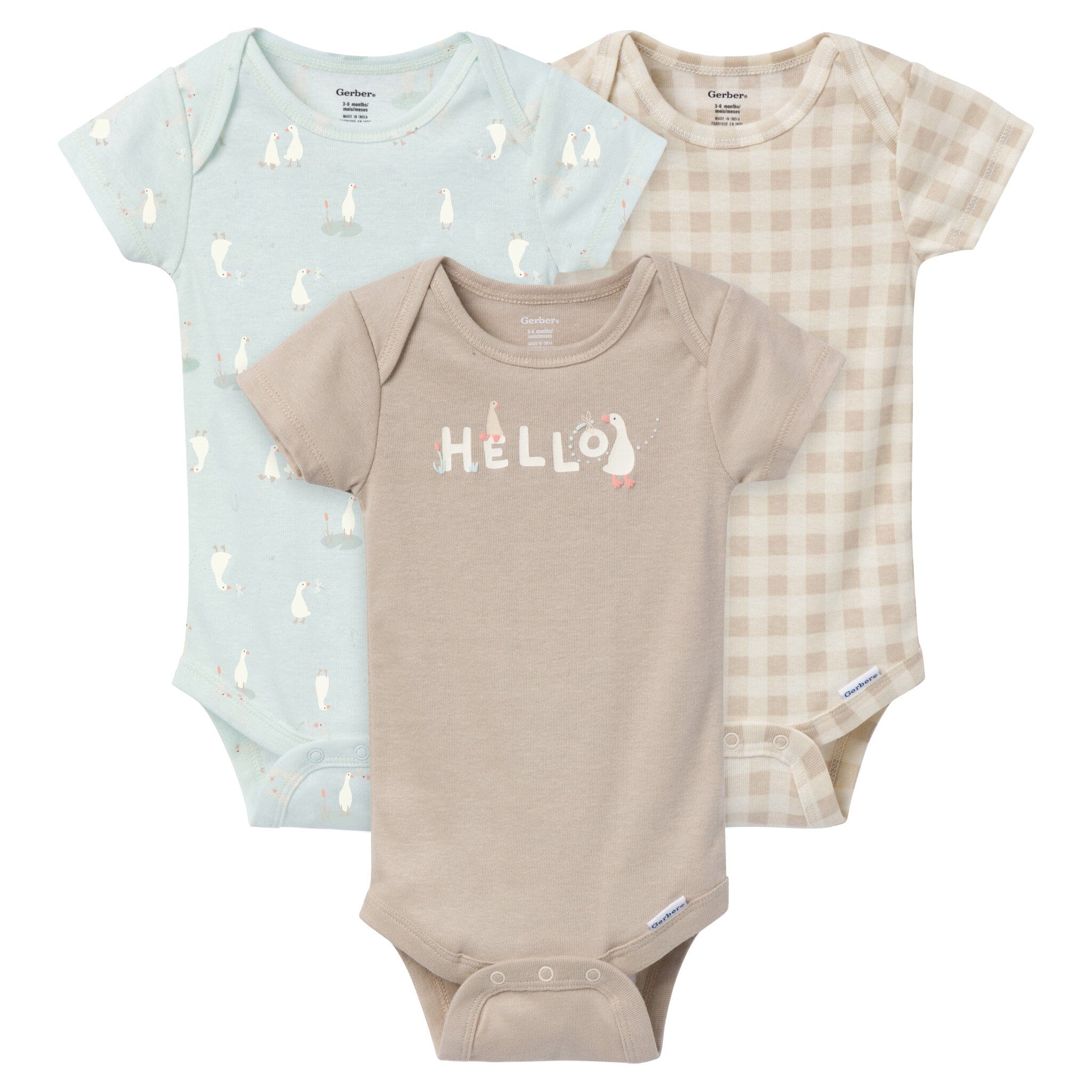 3-Pack Baby Neutral Goose Pond Onesies Bodysuits