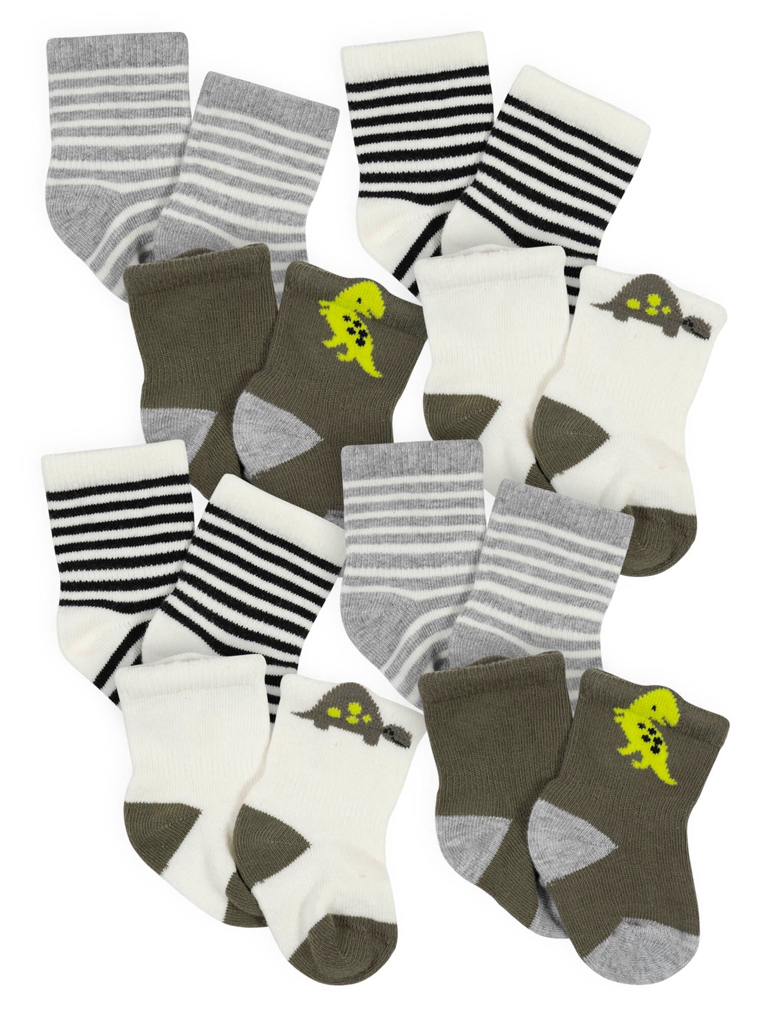 8-Piece Baby Boys Dinosaur Wiggle-Proof Socks