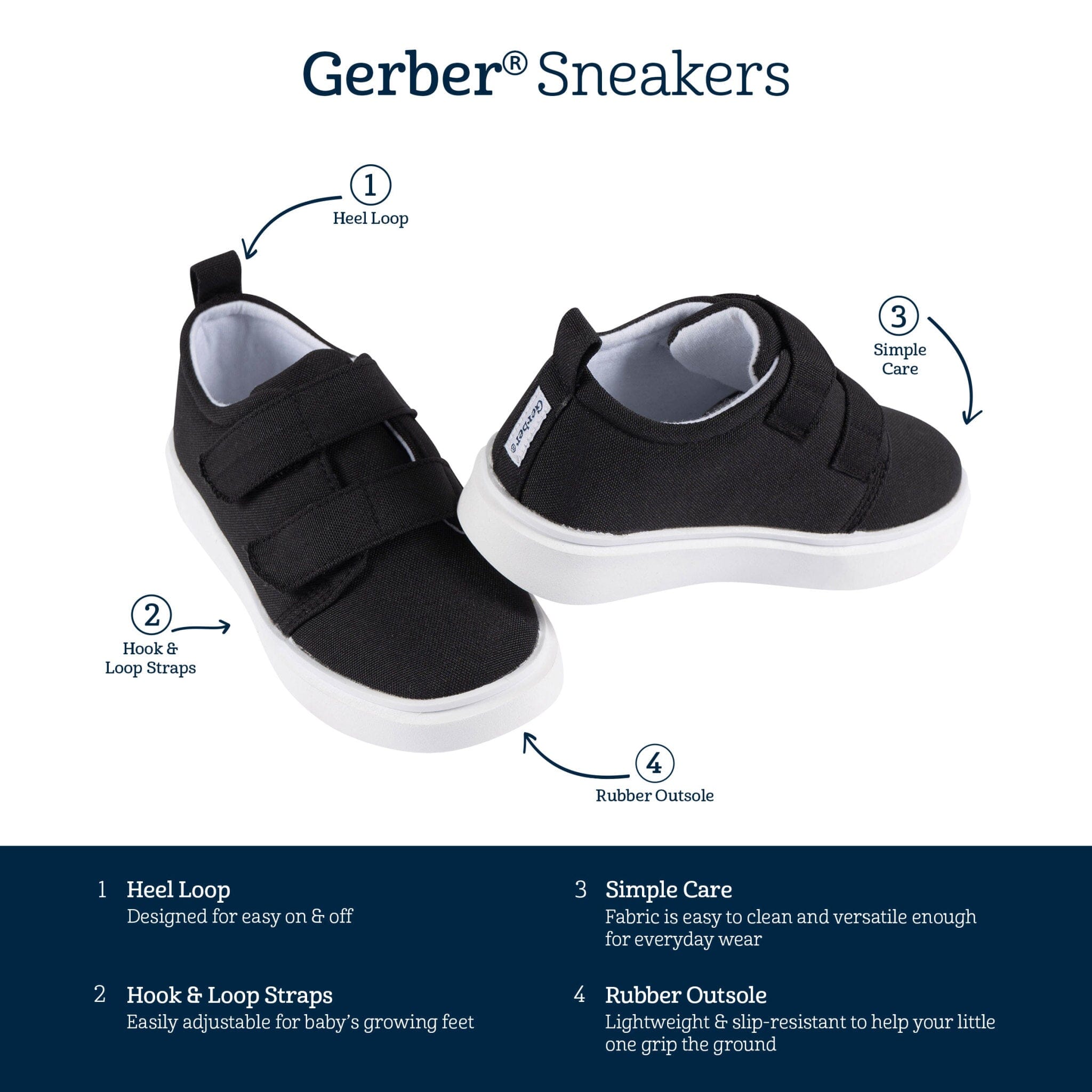 Infant & Toddler Black Strap Sneaker