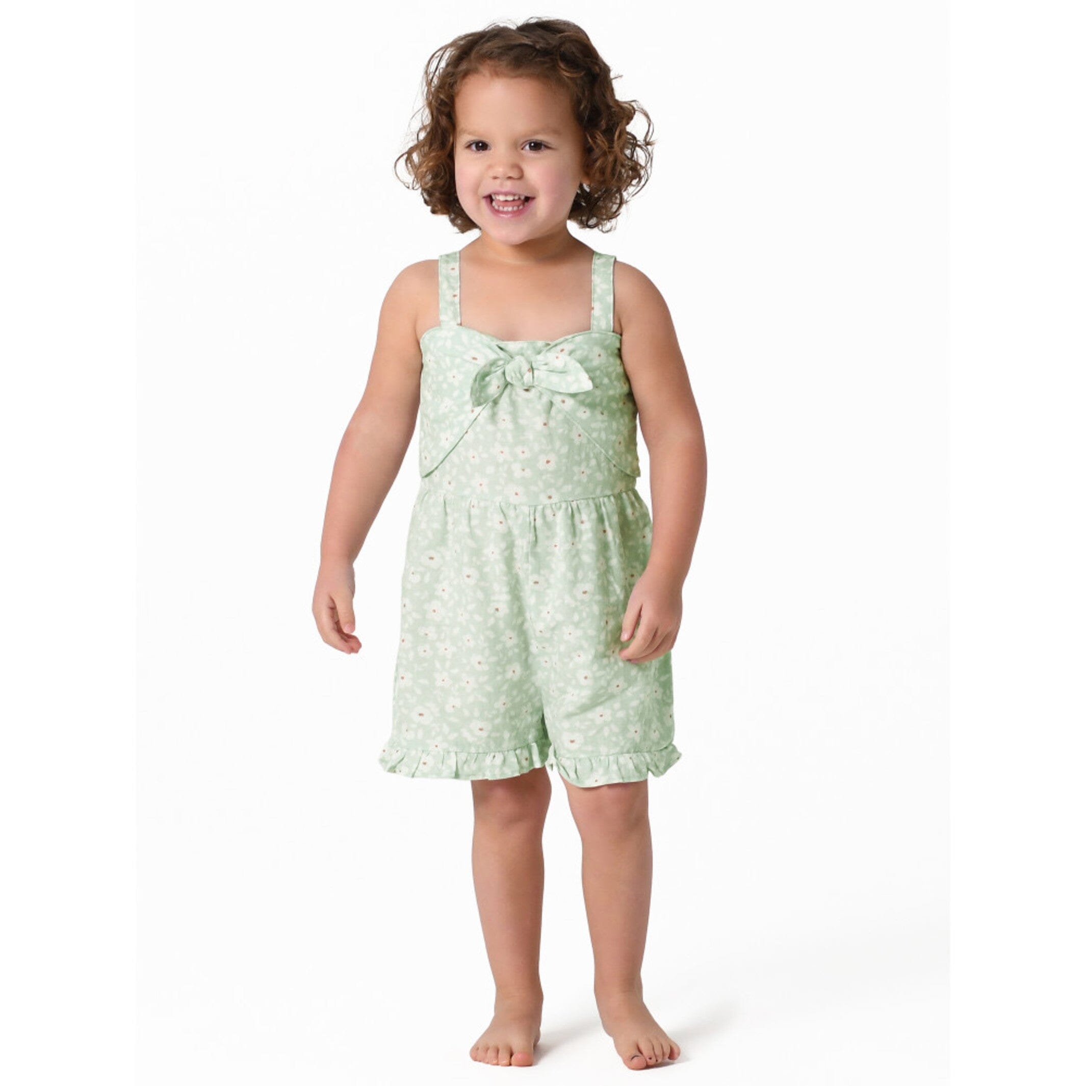 Infant and Toddler Girls Mint Floral Romper