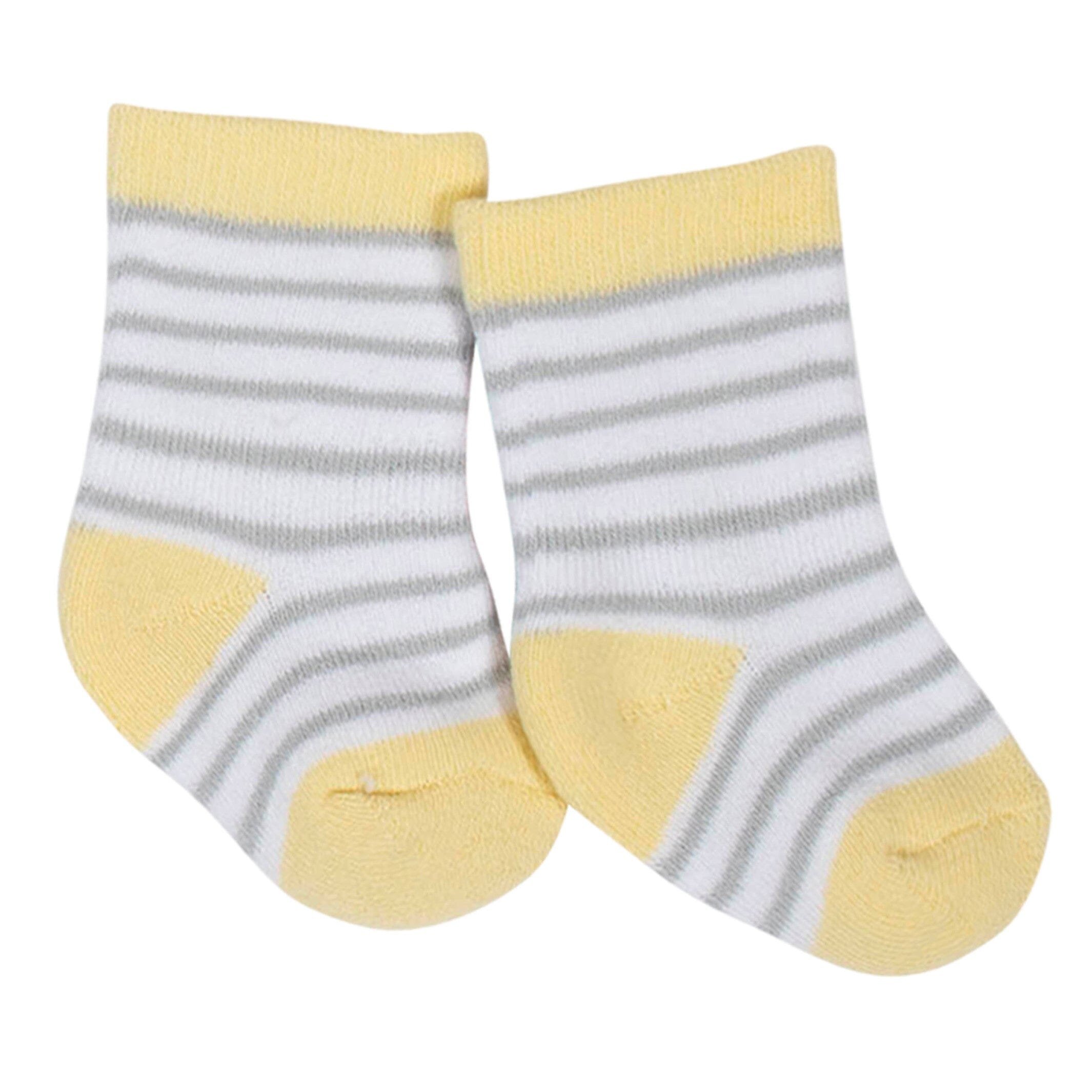 6-Pack Baby Neutral Animal Wiggle Proof Terry Crew Socks